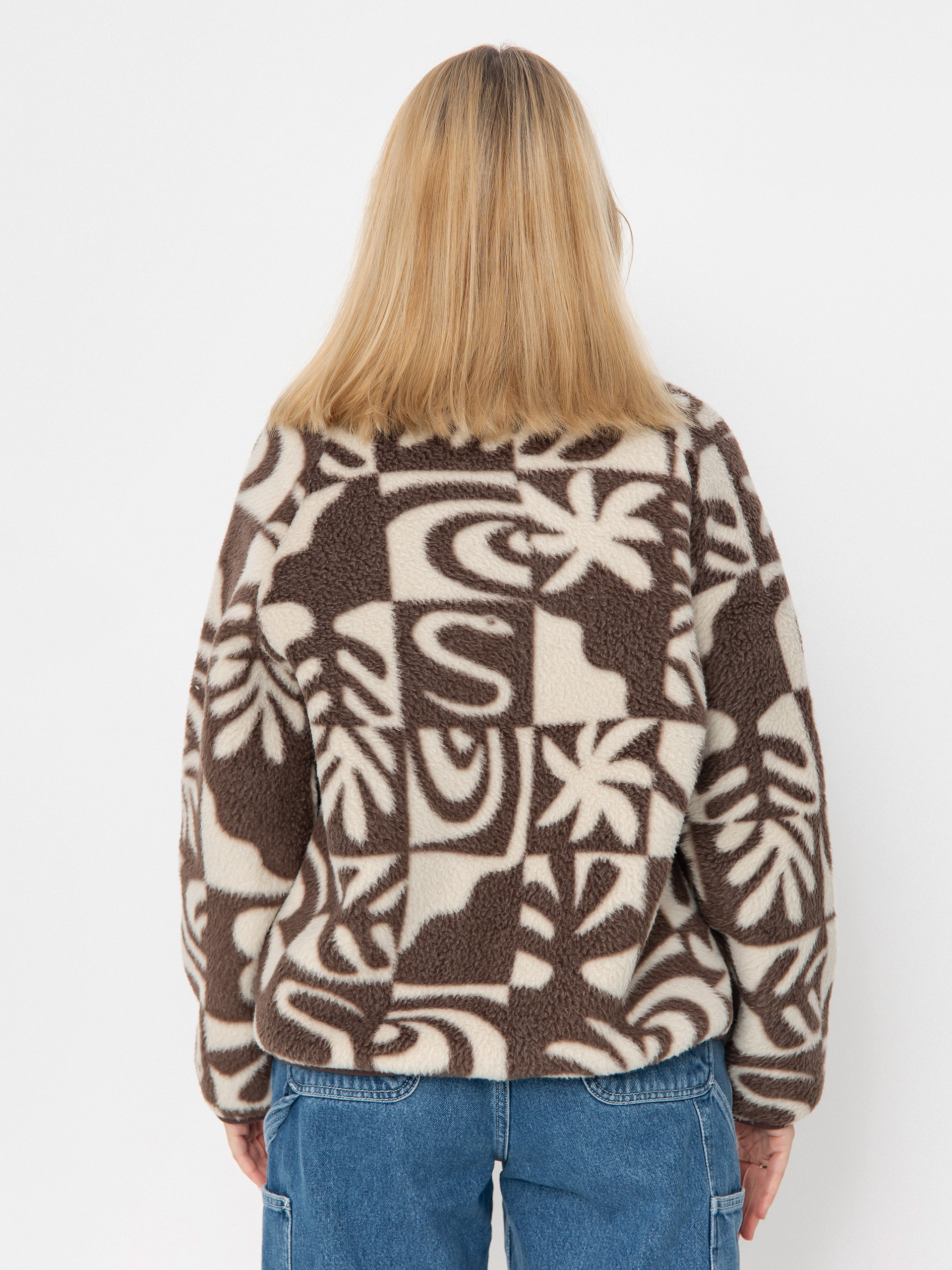Жіночий Флісовий светр Quiksilver Chalok Sherpa (chocolate brown chalok checker)