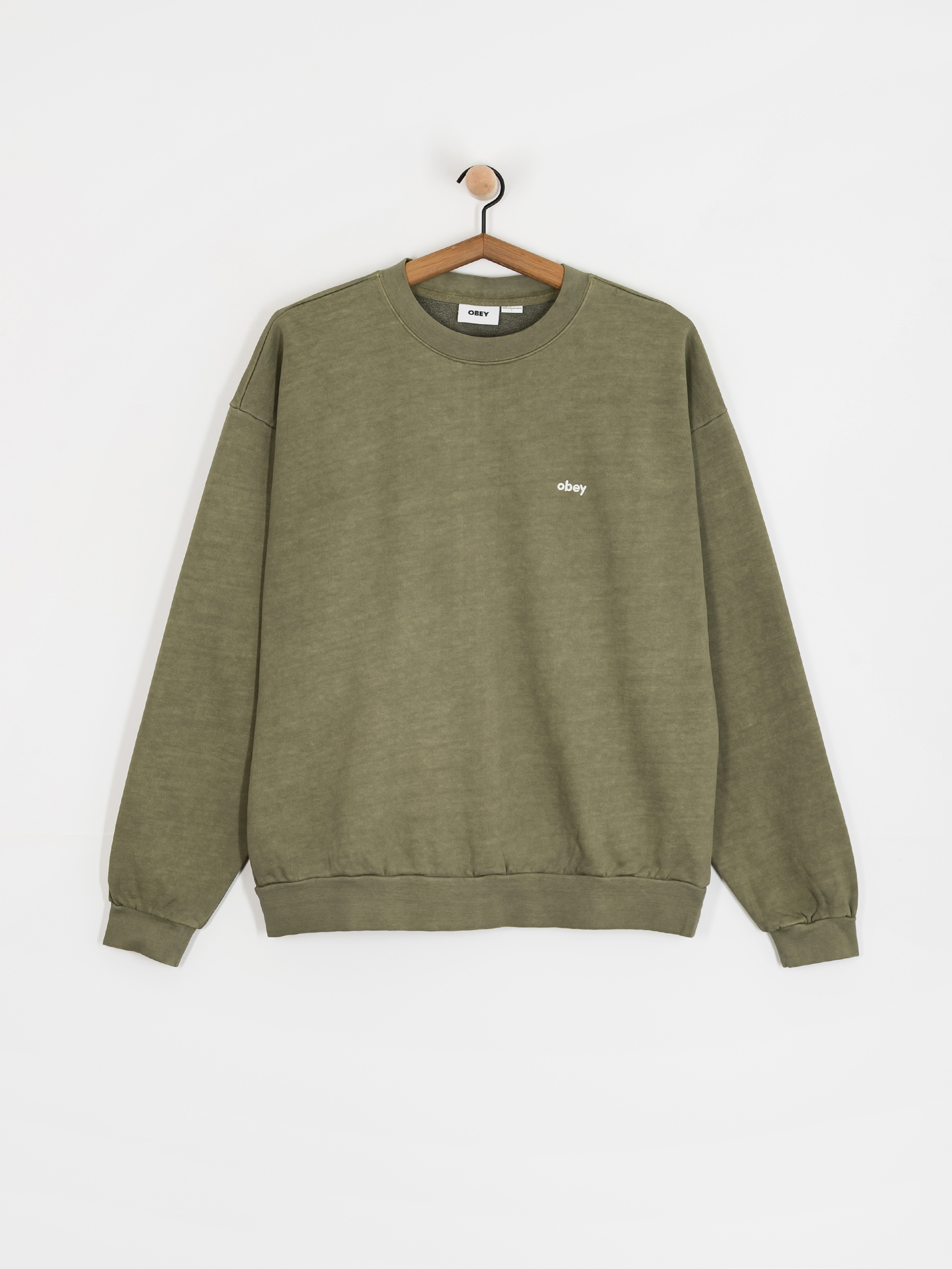 Світшот OBEY Lowercase Pigment Crew (pigment deep lichen green)