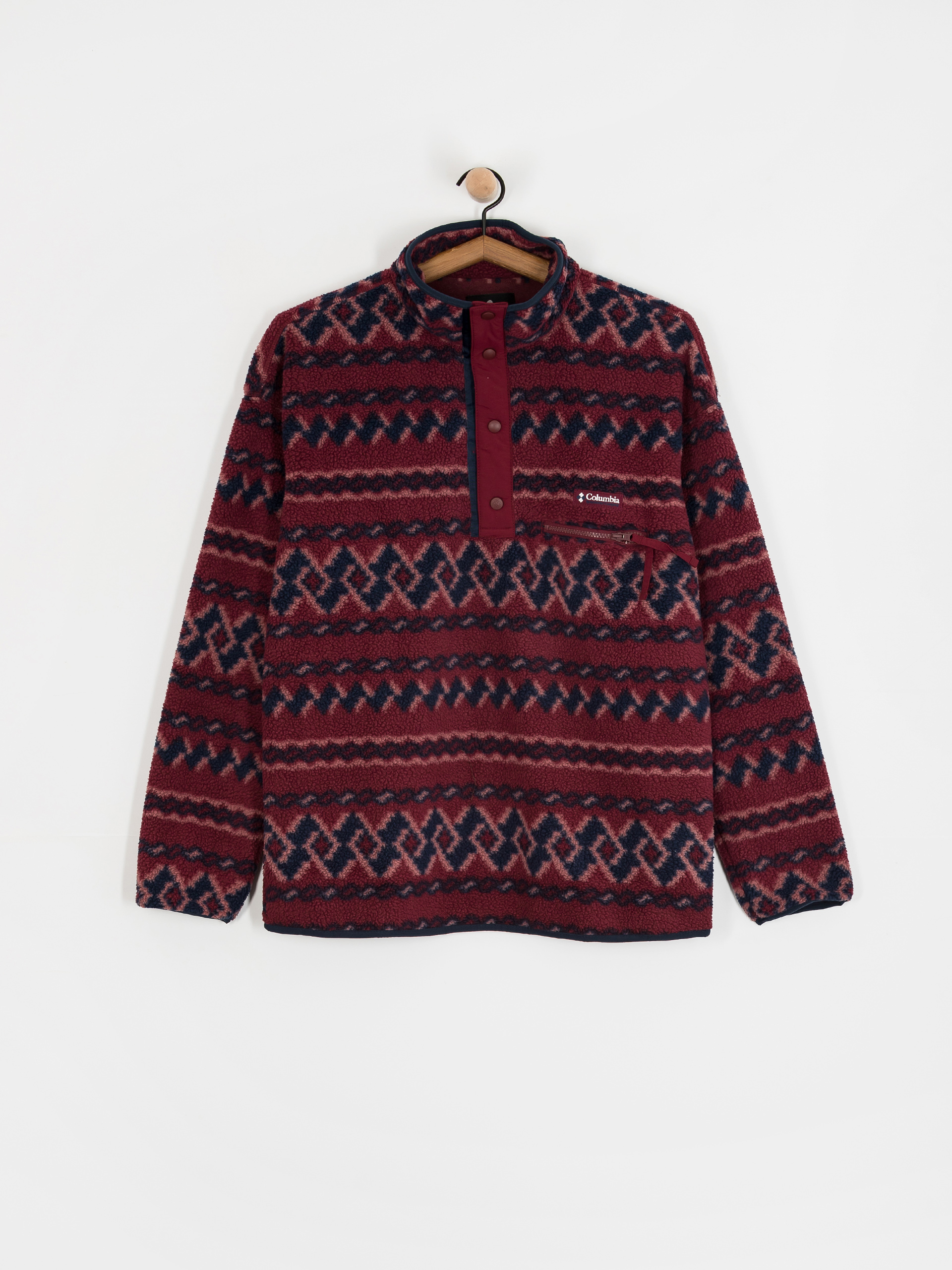Флісовий светр Columbia Helvetia II Printed Half Snap - бордовий