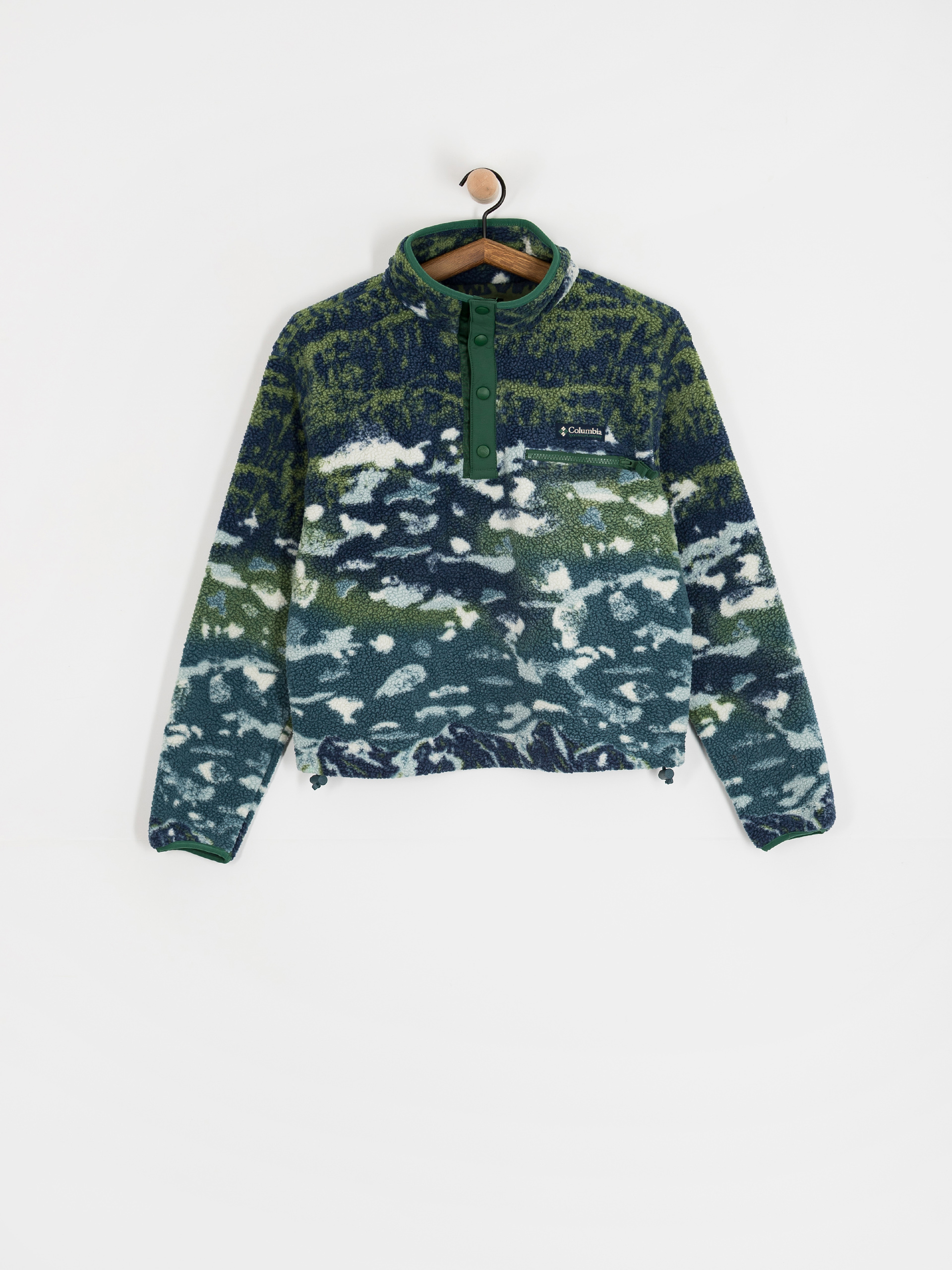 Флісовий светр Columbia Helvetia II Printed Cropped Half Snap Wmn (everblue sisters/rain forest)