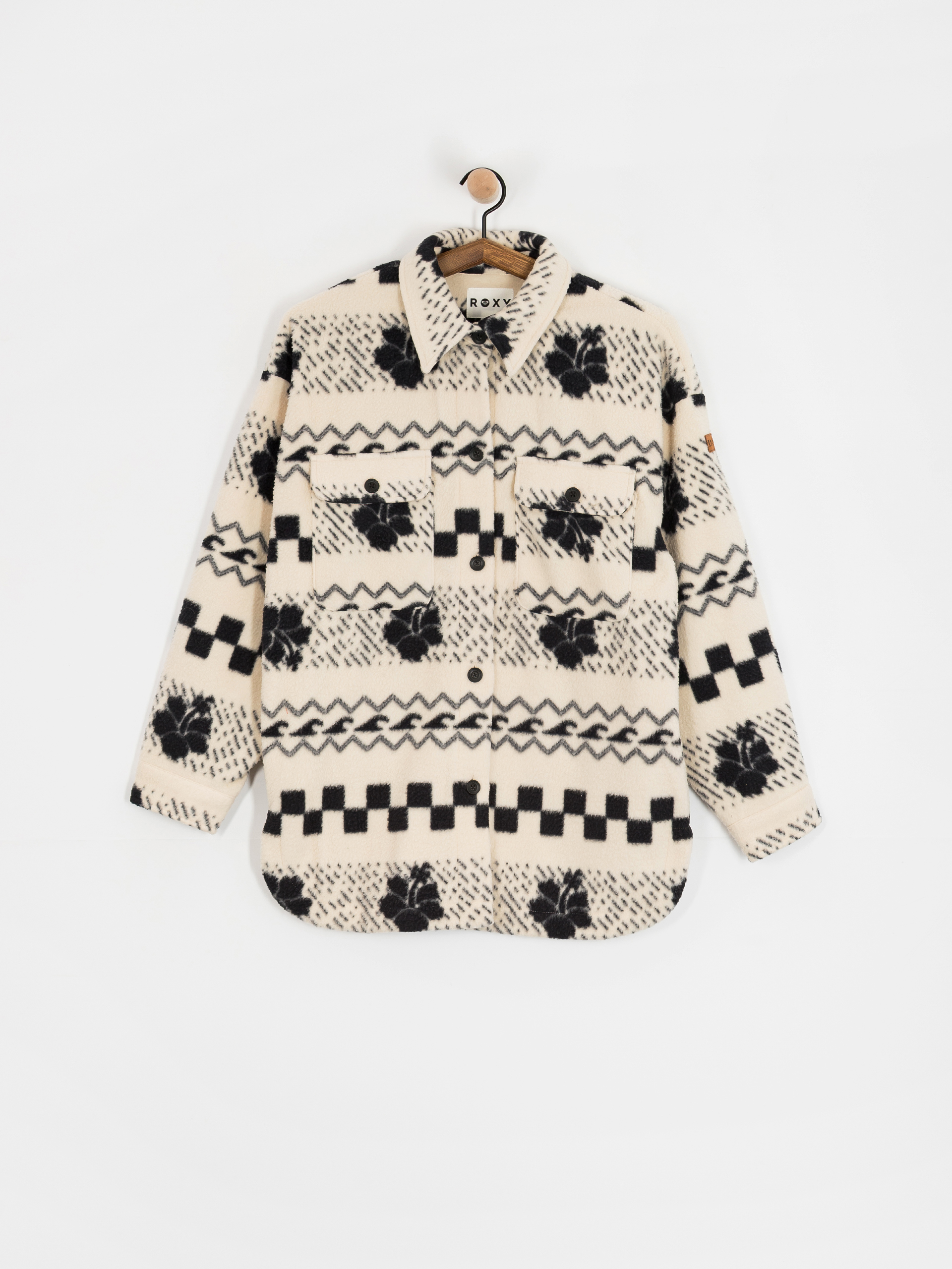 Флісовий светр Roxy Morning Crush Shacket Wmn (parchment morning crush)