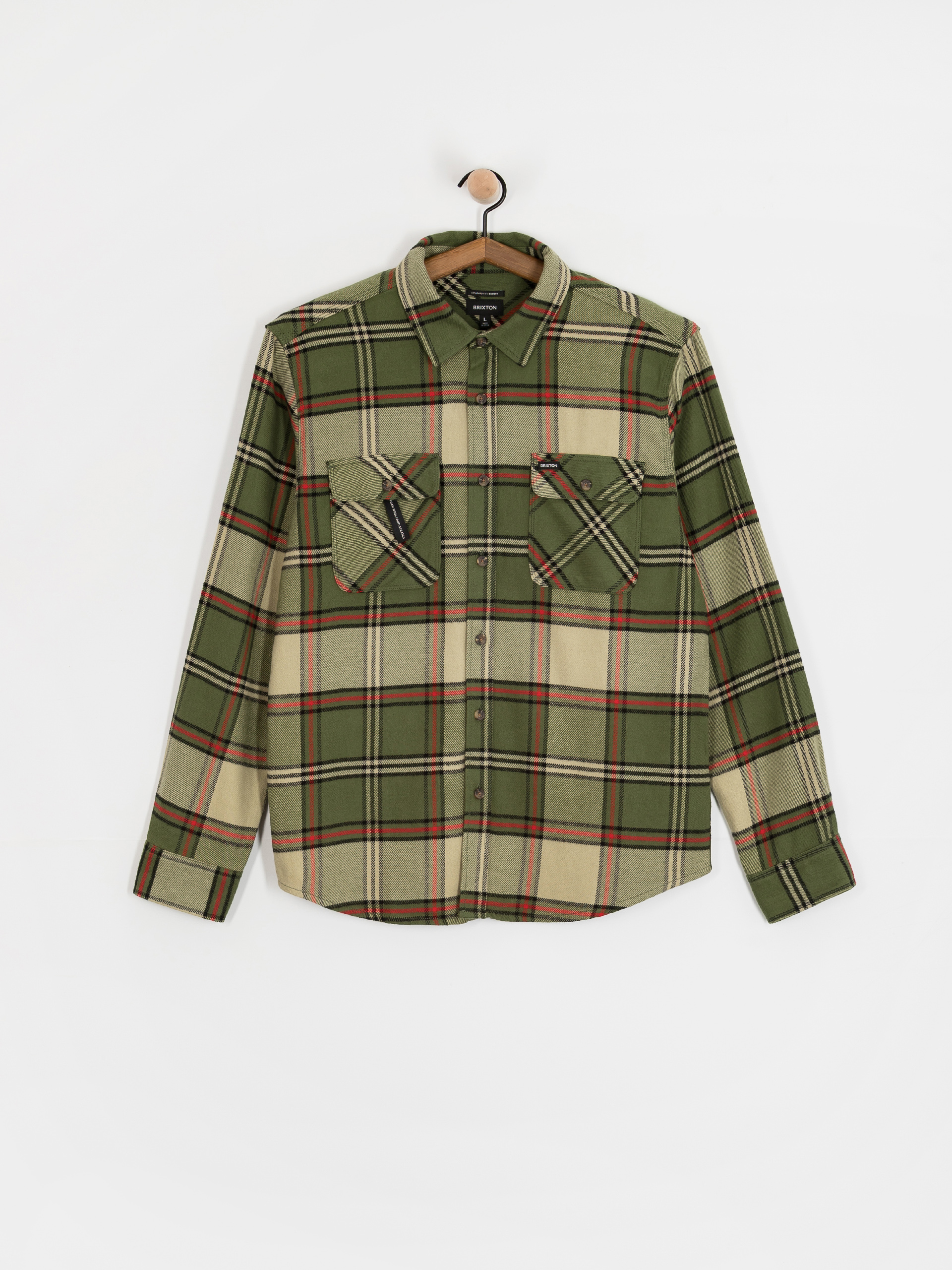 Сорочка Brixton Bowery Flannel (wild green/elm/adrenaline rush)