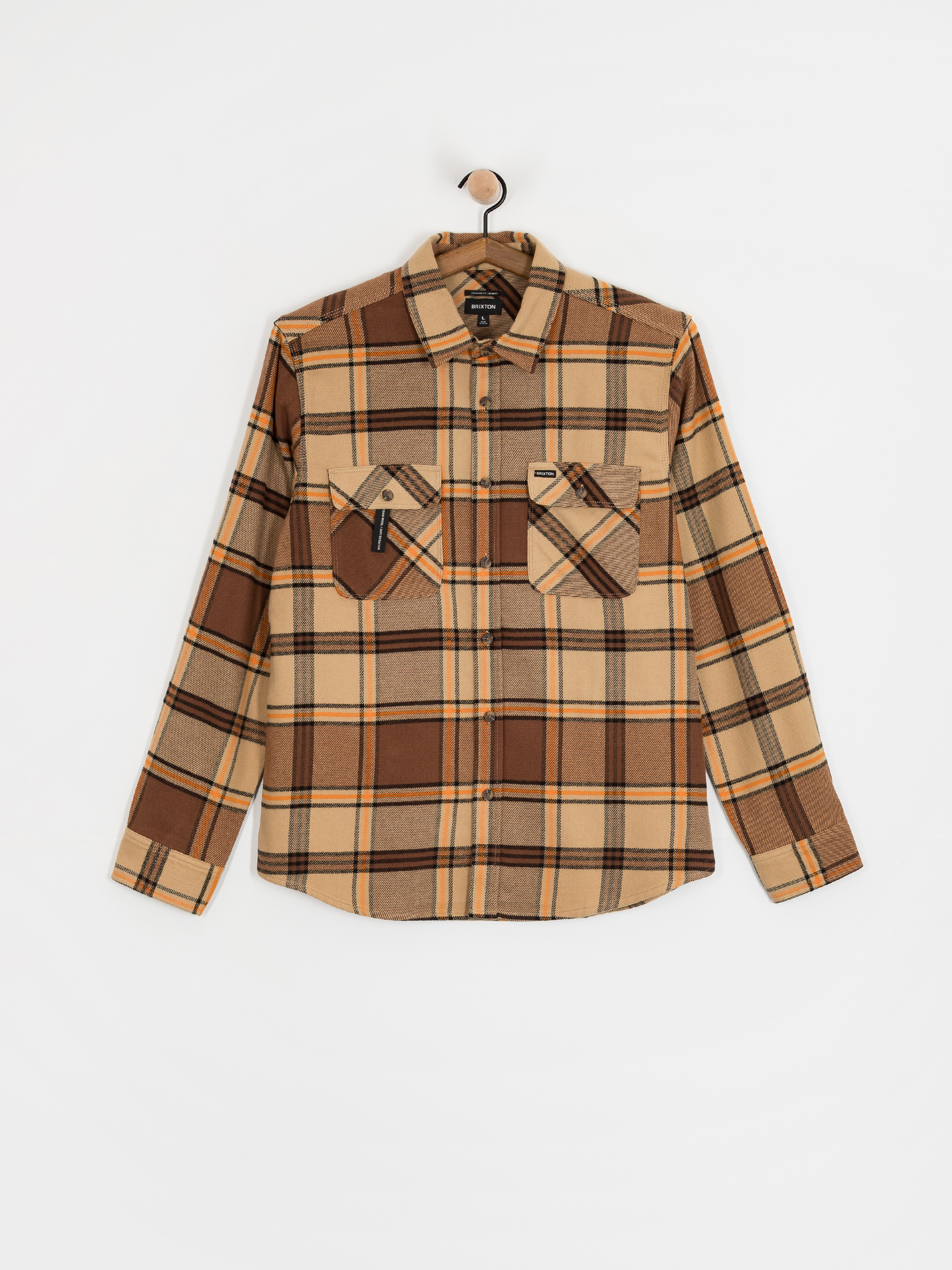 Сорочка Brixton Bowery Flannel (sand/pinecone/solar orange)