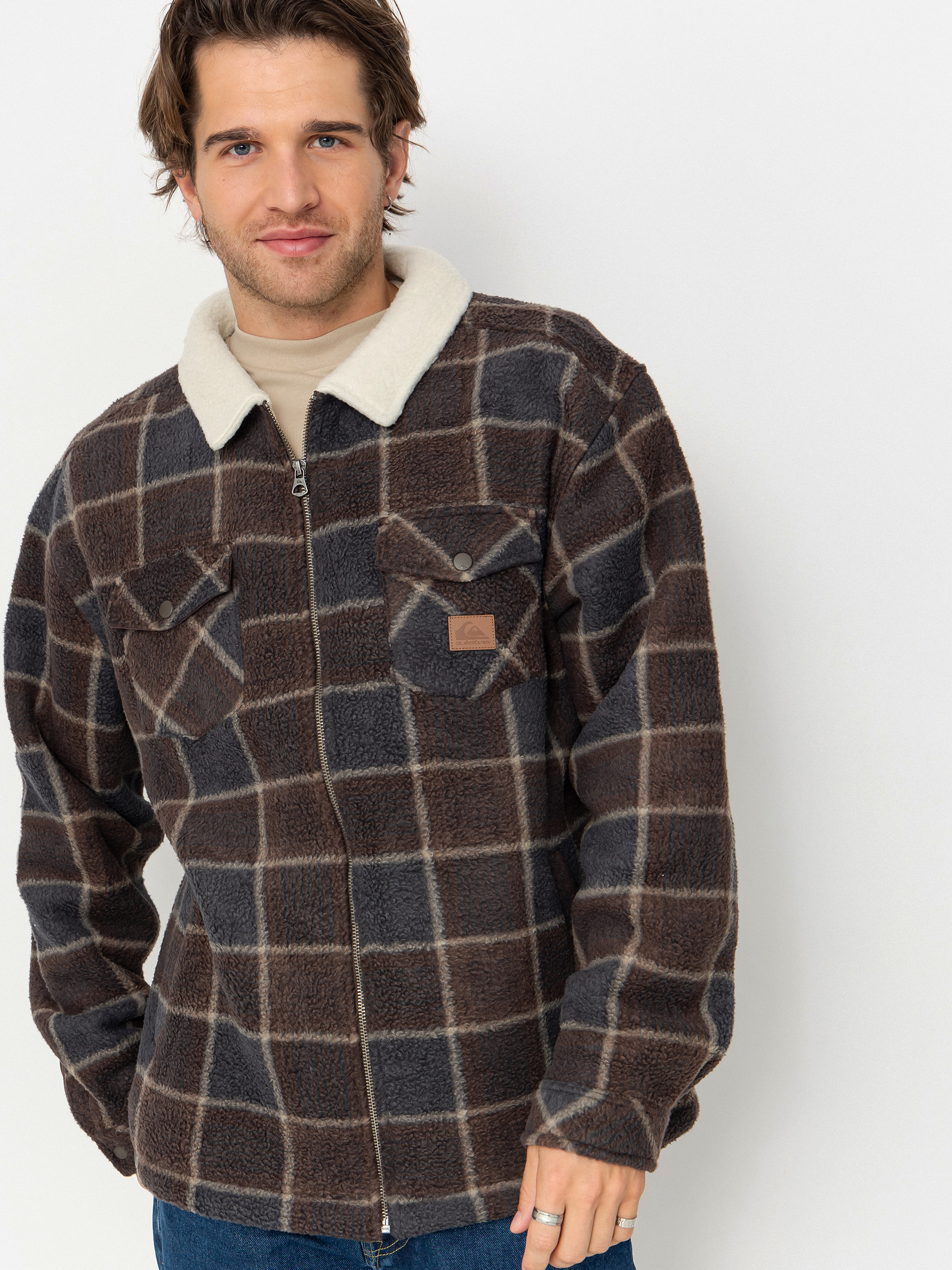 Флісовий светр Quiksilver Sherpa Jacket (chocolate brown sherpa plaid)