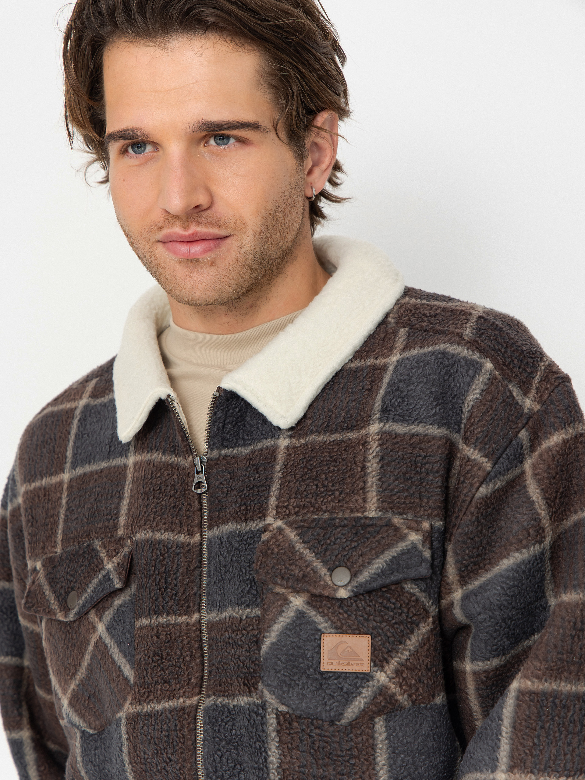 Чоловічий Флісовий светр Quiksilver Sherpa Jacket (chocolate brown sherpa plaid)