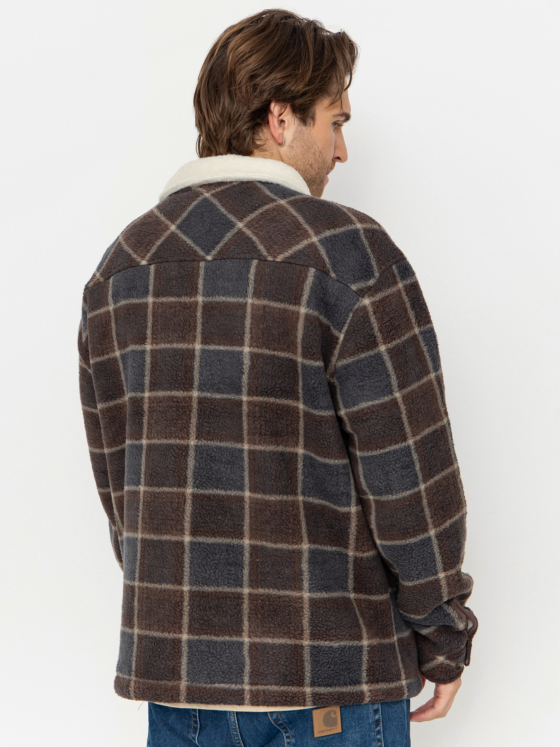 Чоловічий Флісовий светр Quiksilver Sherpa Jacket (chocolate brown sherpa plaid)