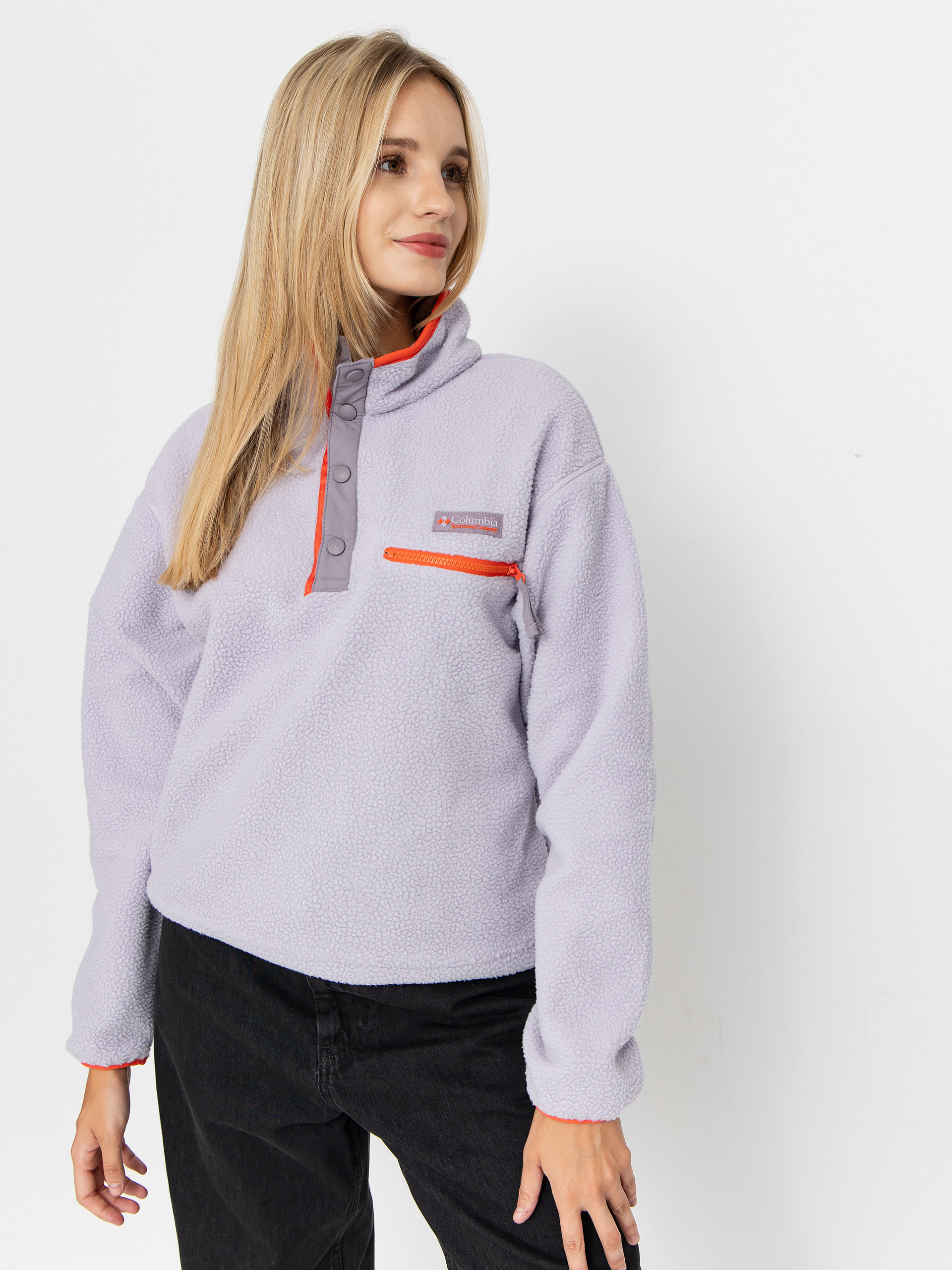 Флісовий светр Columbia Helvetia II Cropped Half Snap Wmn (lavender pearl/shale purple/zing)