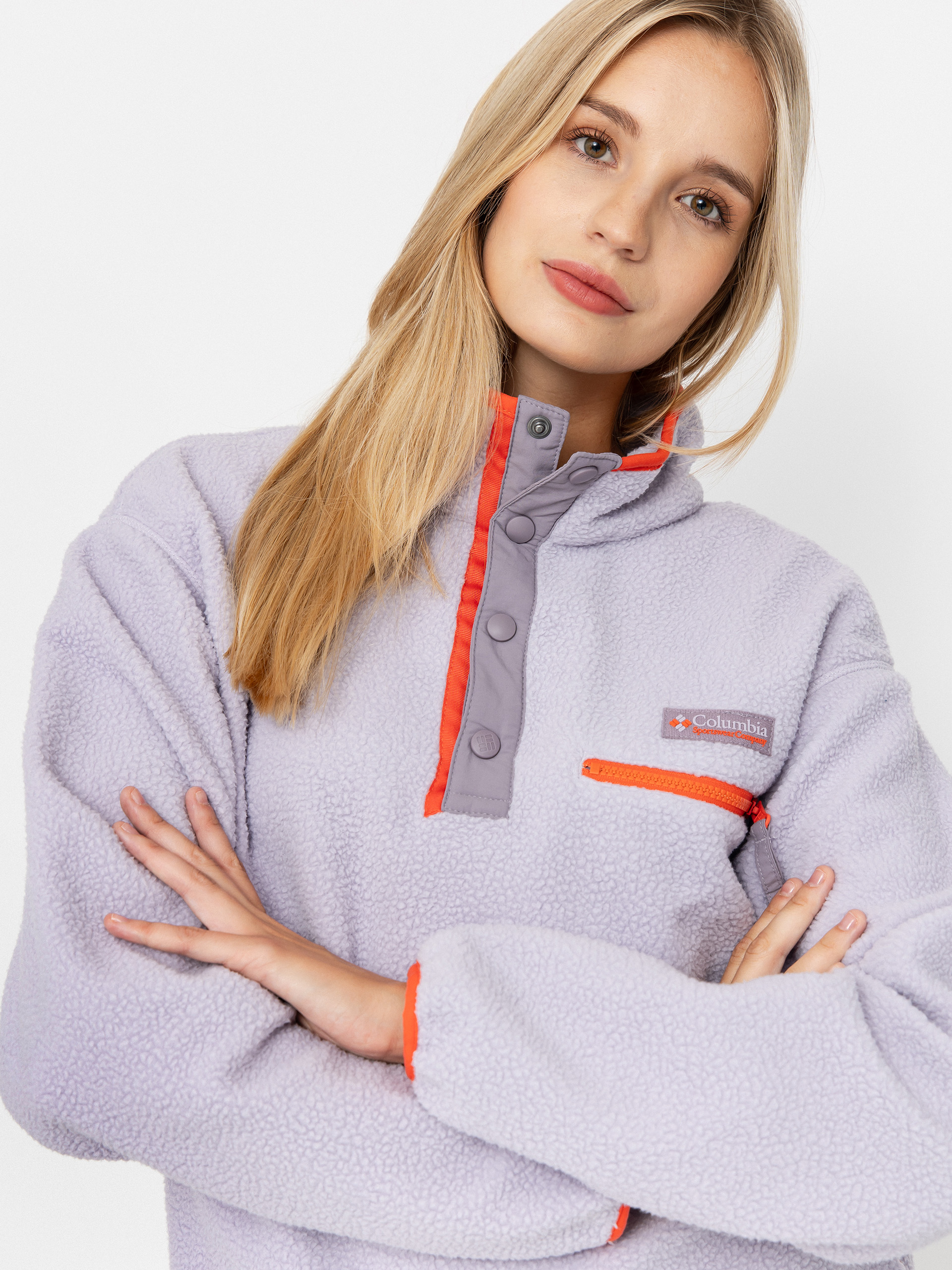 Жіночий Флісовий светр Columbia Helvetia II Cropped Half Snap (lavender pearl/shale purple/zing)