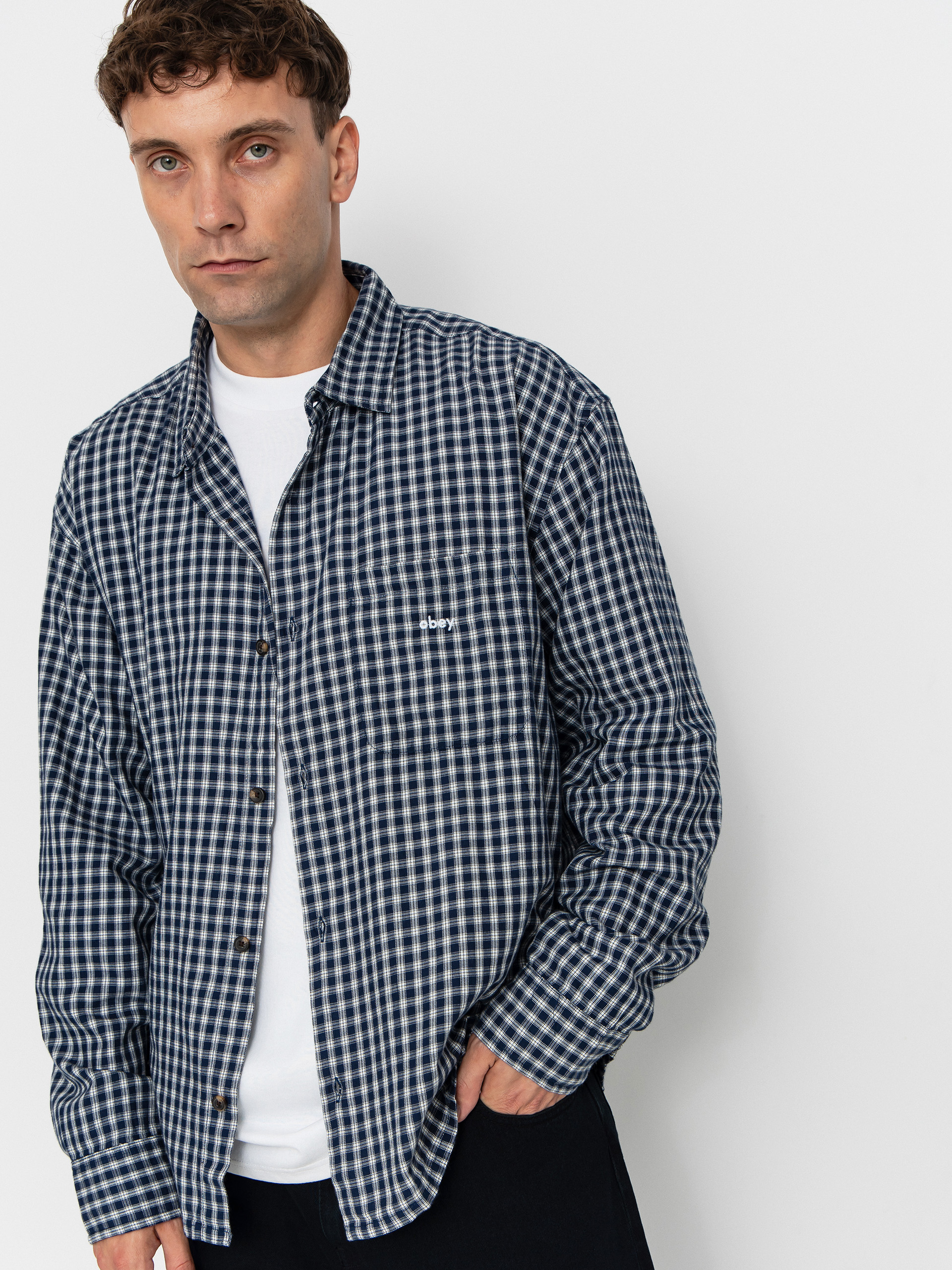 Сорочка OBEY Bigwig Andy Woven (academy navy multi)