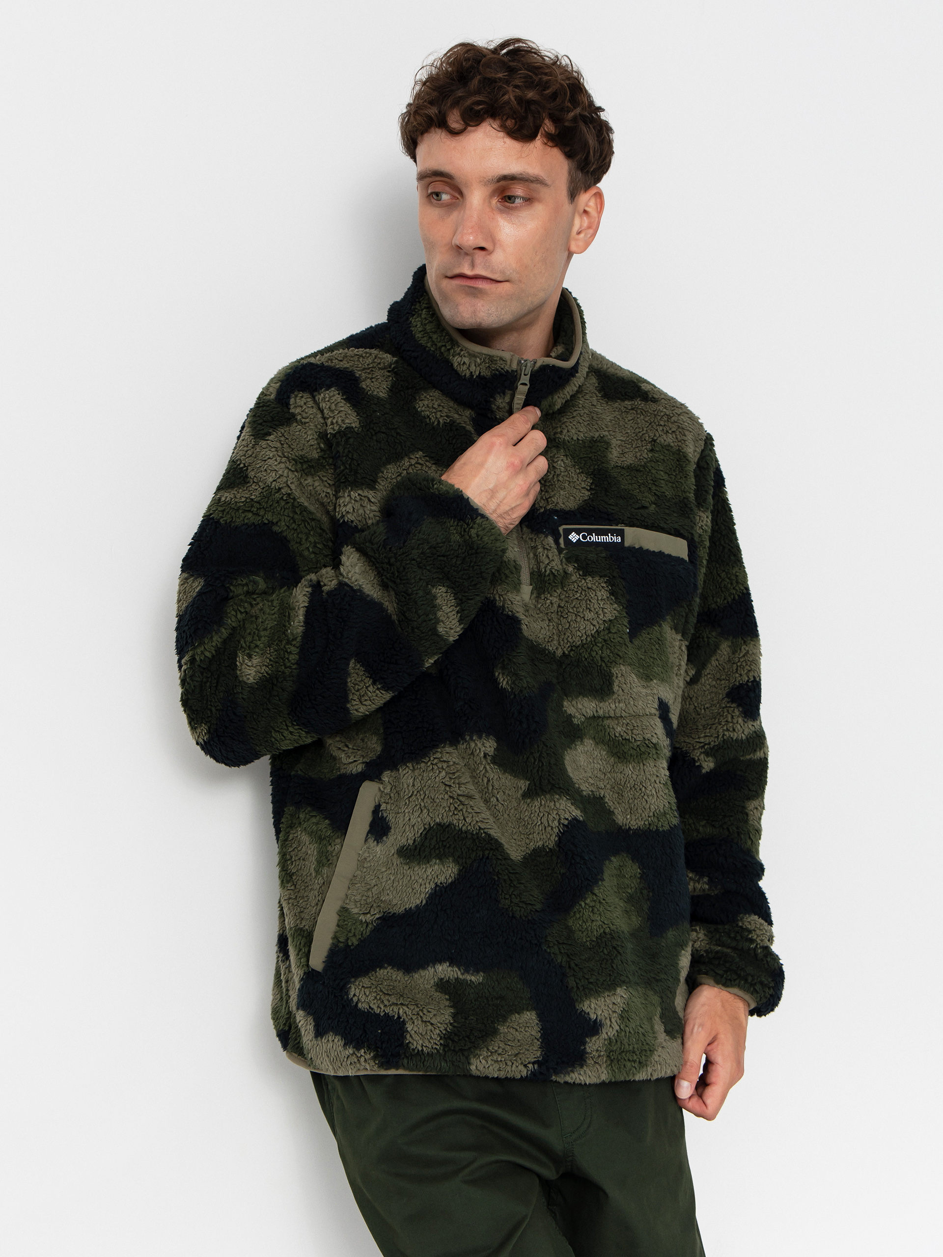 Флісовий светр Columbia Rugged Ridge High Pile Half Zip (stone green mod camo)