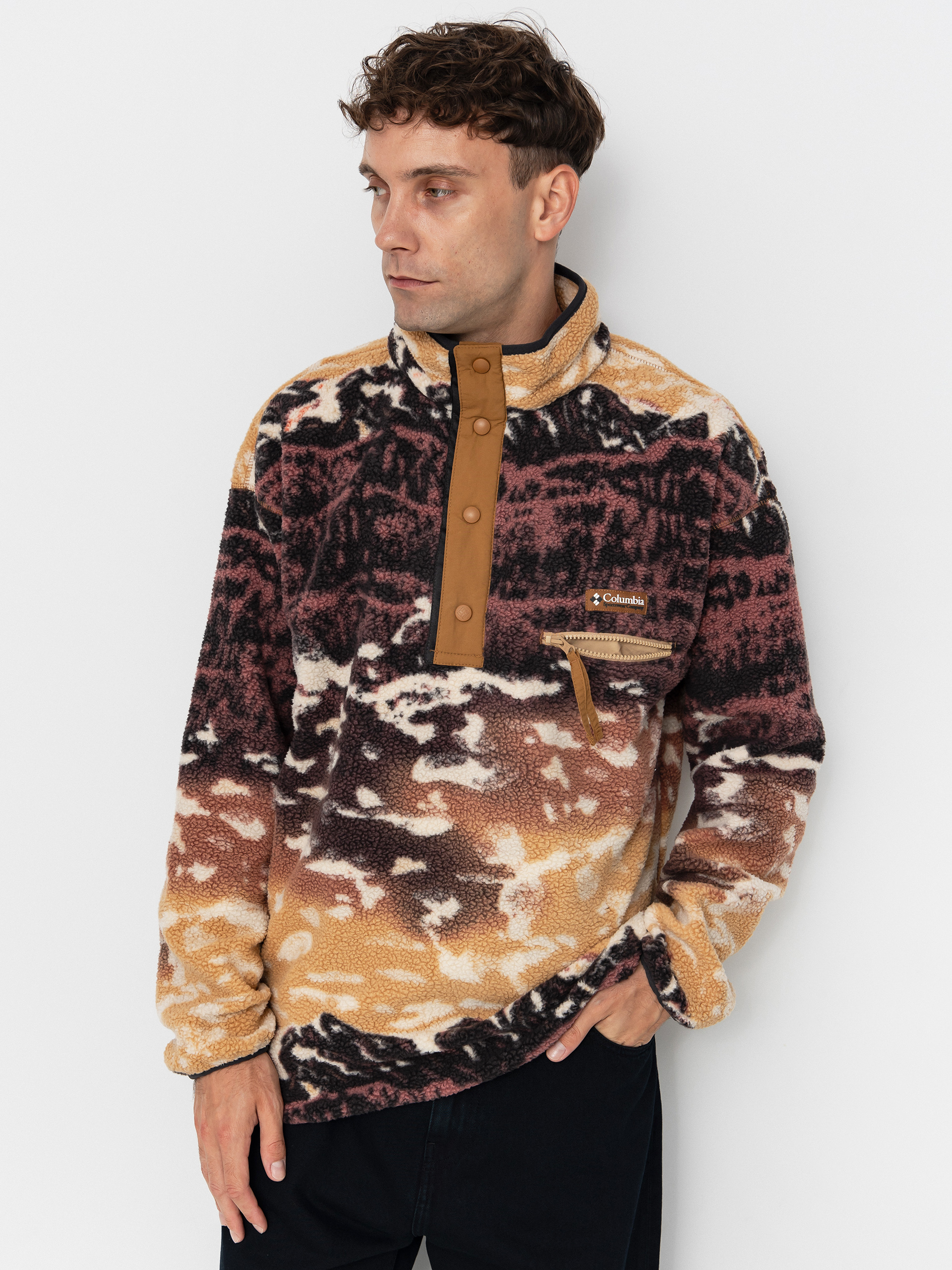 Флісовий светр Columbia Helvetia II Printed Half Snap (camel brown sisters)