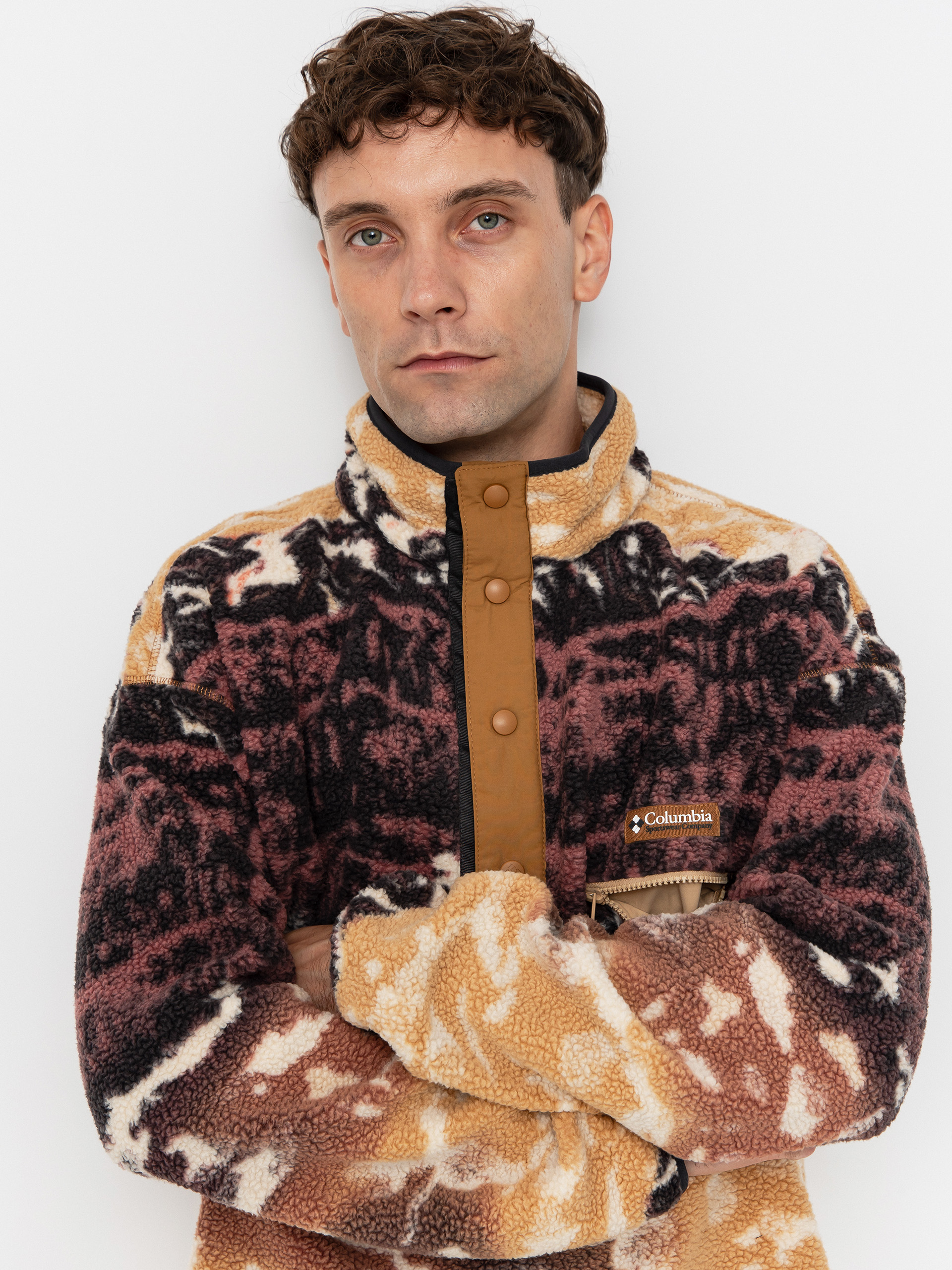 Чоловічий Флісовий светр Columbia Helvetia II Printed Half Snap (camel brown sisters)