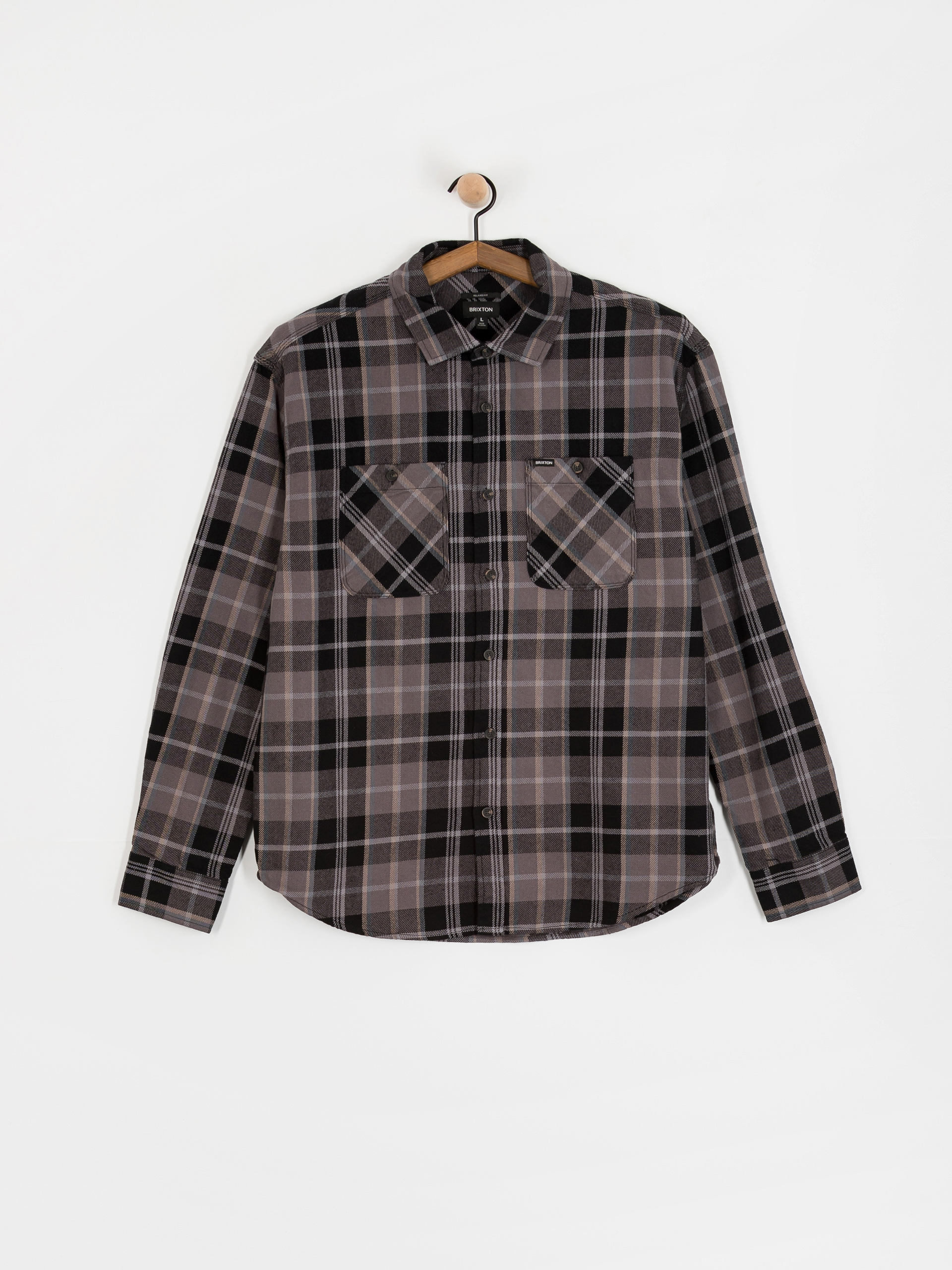 Сорочка Brixton Vintage Wash Flannel (black/charcoal beige/slate)