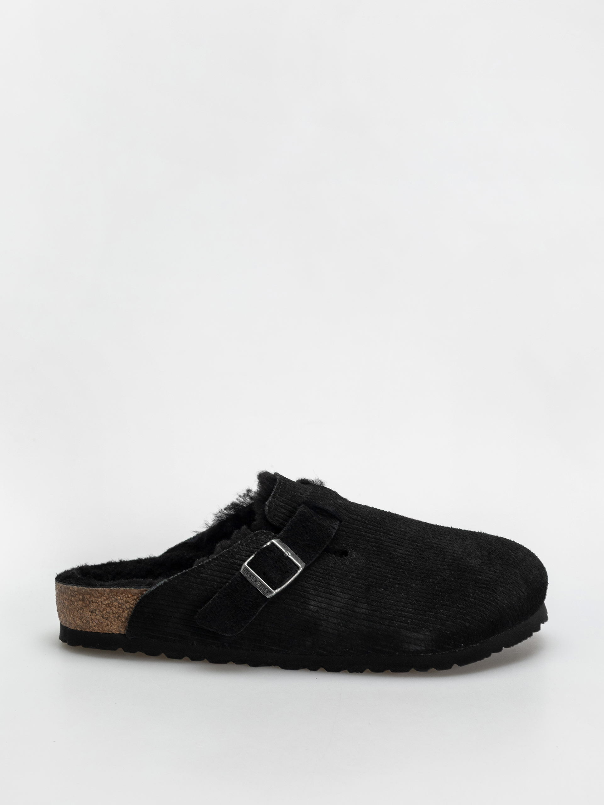 Шльопанці Birkenstock Boston VL Fell Suede Leather Fur Regular Wmn (corduroy black)