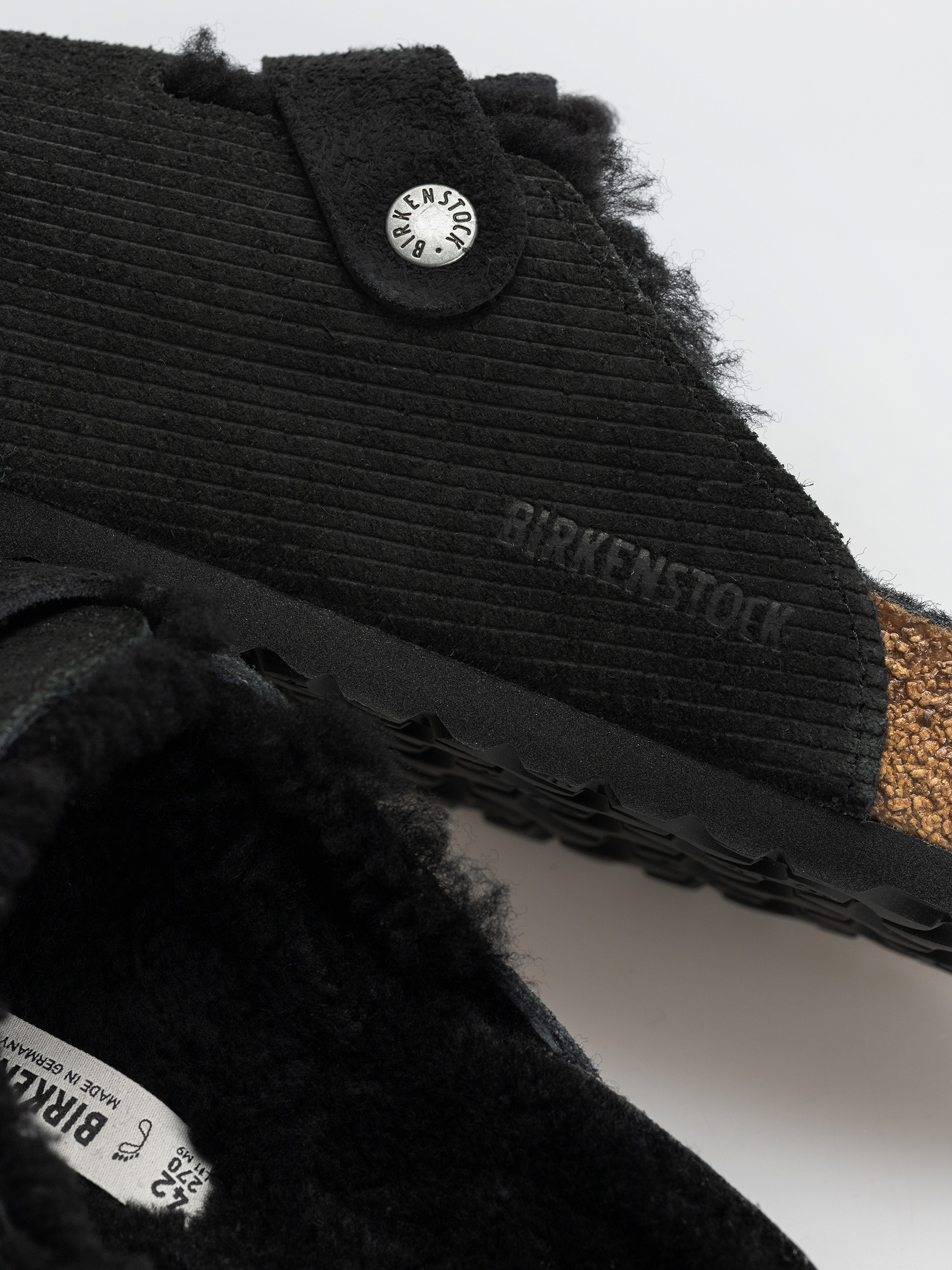 Шльопанці Birkenstock Boston VL Fell Suede Leather Fur Regular Wmn (corduroy black)
