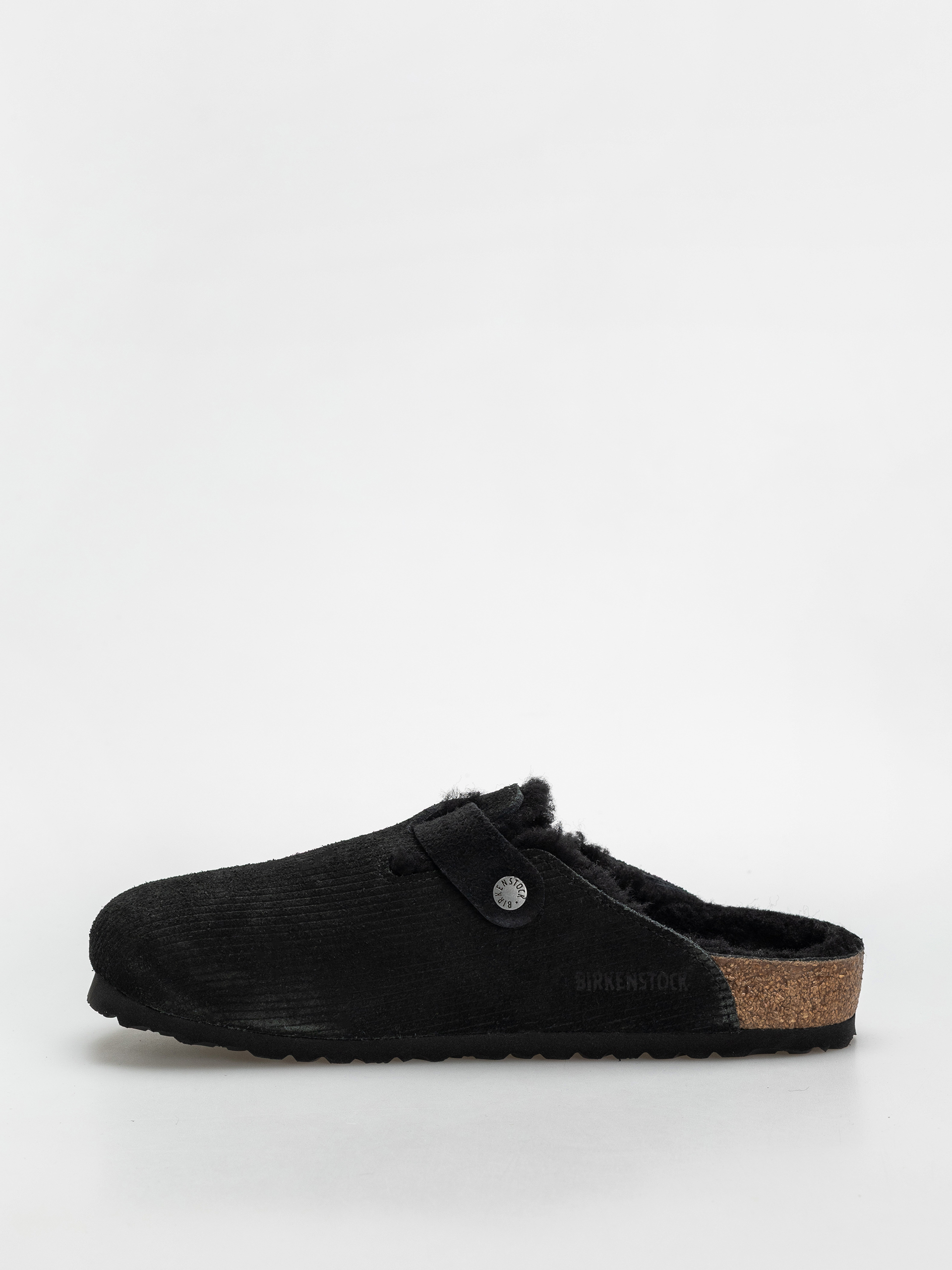 Шльопанці Birkenstock Boston VL Fell Suede Leather Fur Regular Wmn (corduroy black)