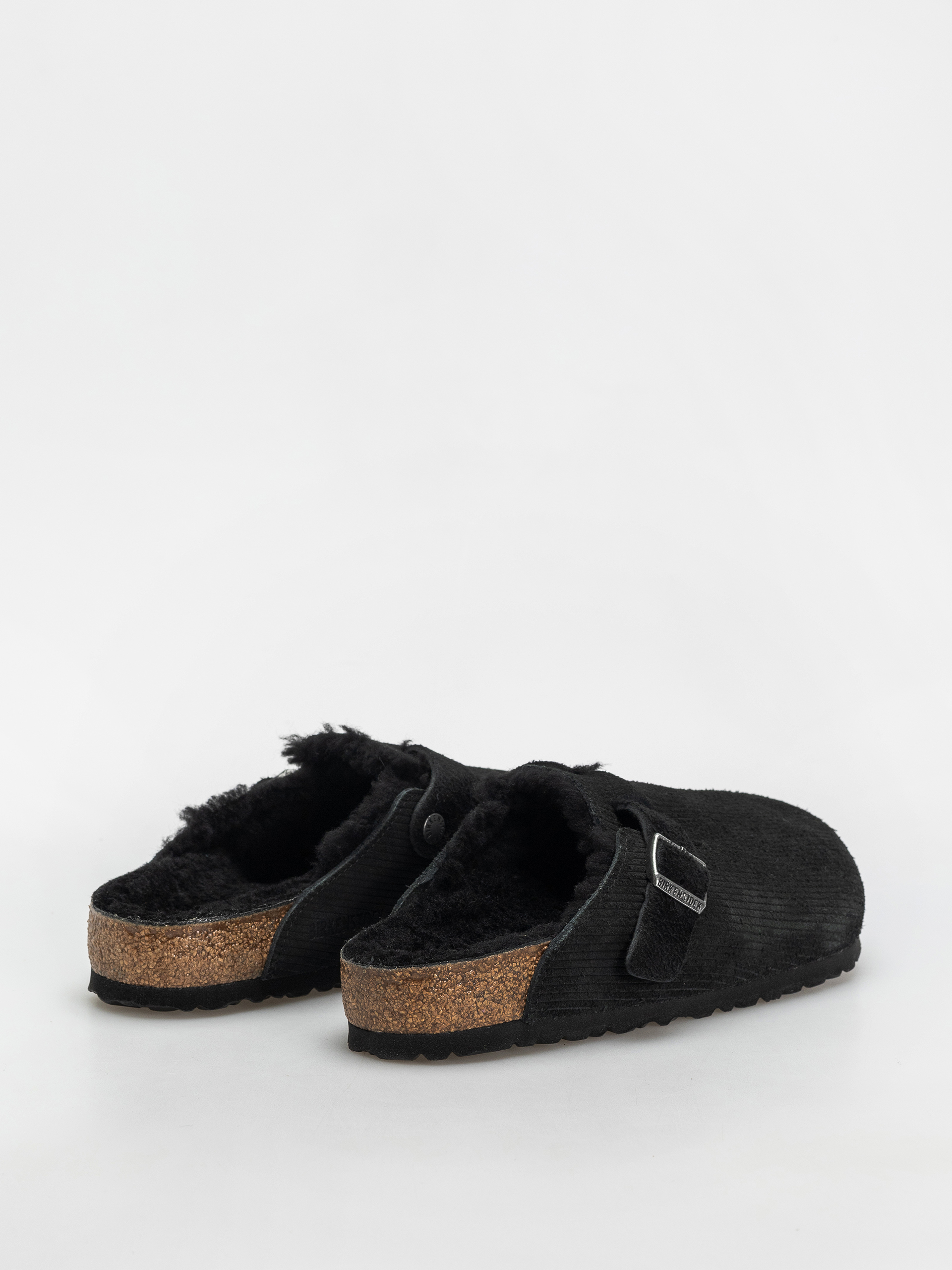 Шльопанці Birkenstock Boston VL Fell Suede Leather Fur Regular Wmn (corduroy black)