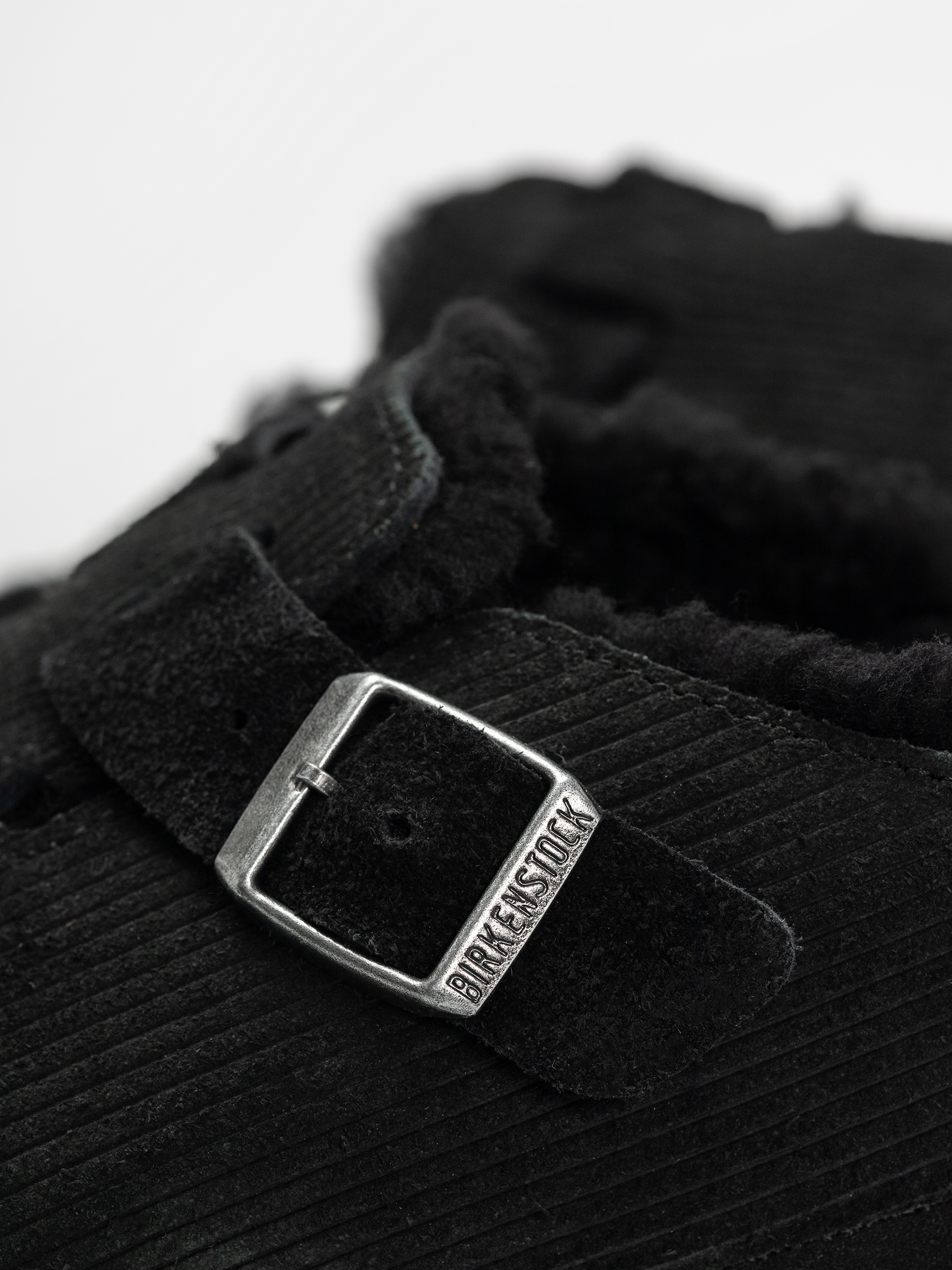 Шльопанці Birkenstock Boston VL Fell Suede Leather Fur Regular Wmn (corduroy black)