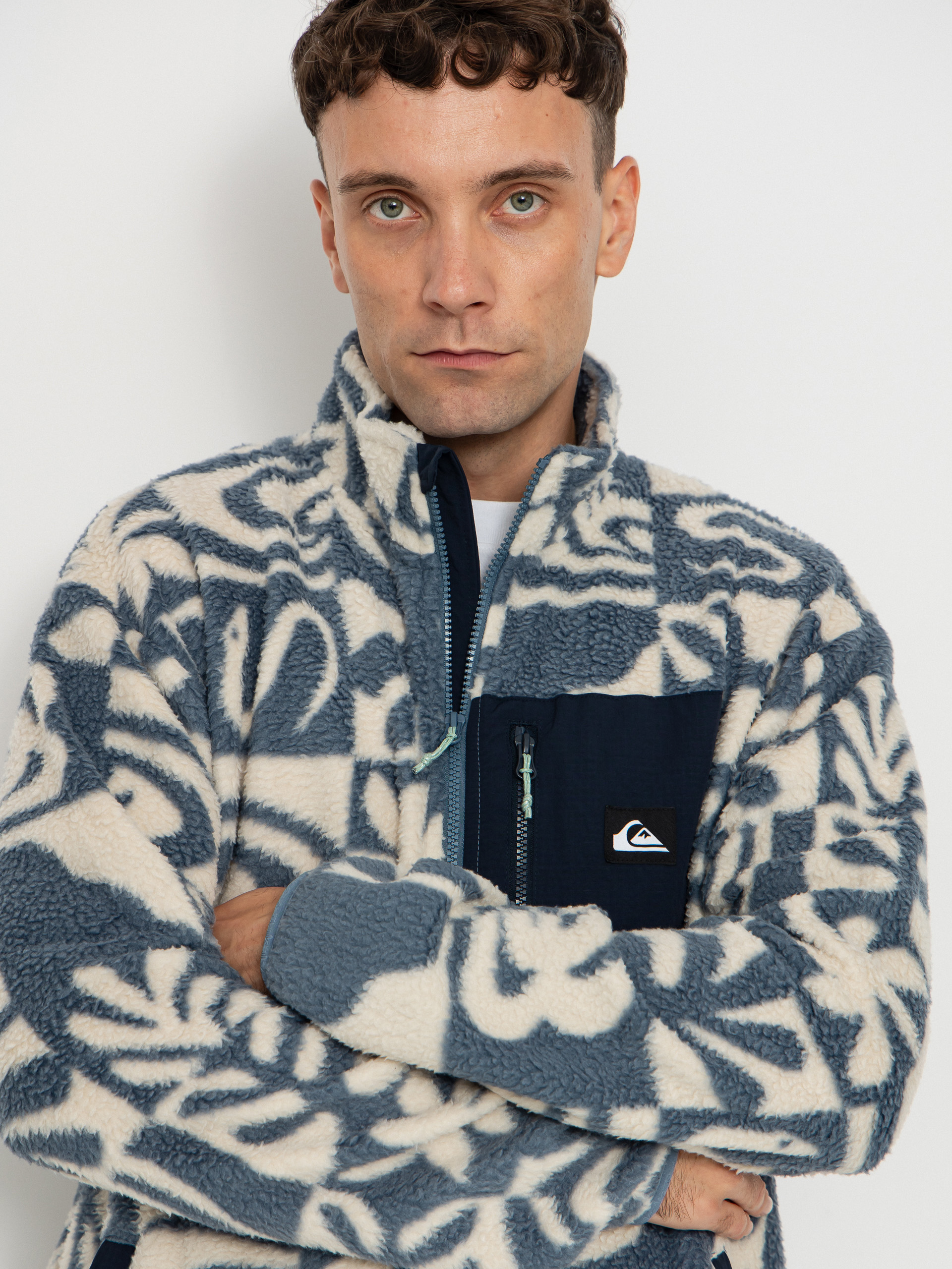 Чоловічий Флісовий светр Quiksilver Clean Coast FZ (china blue desert checker)