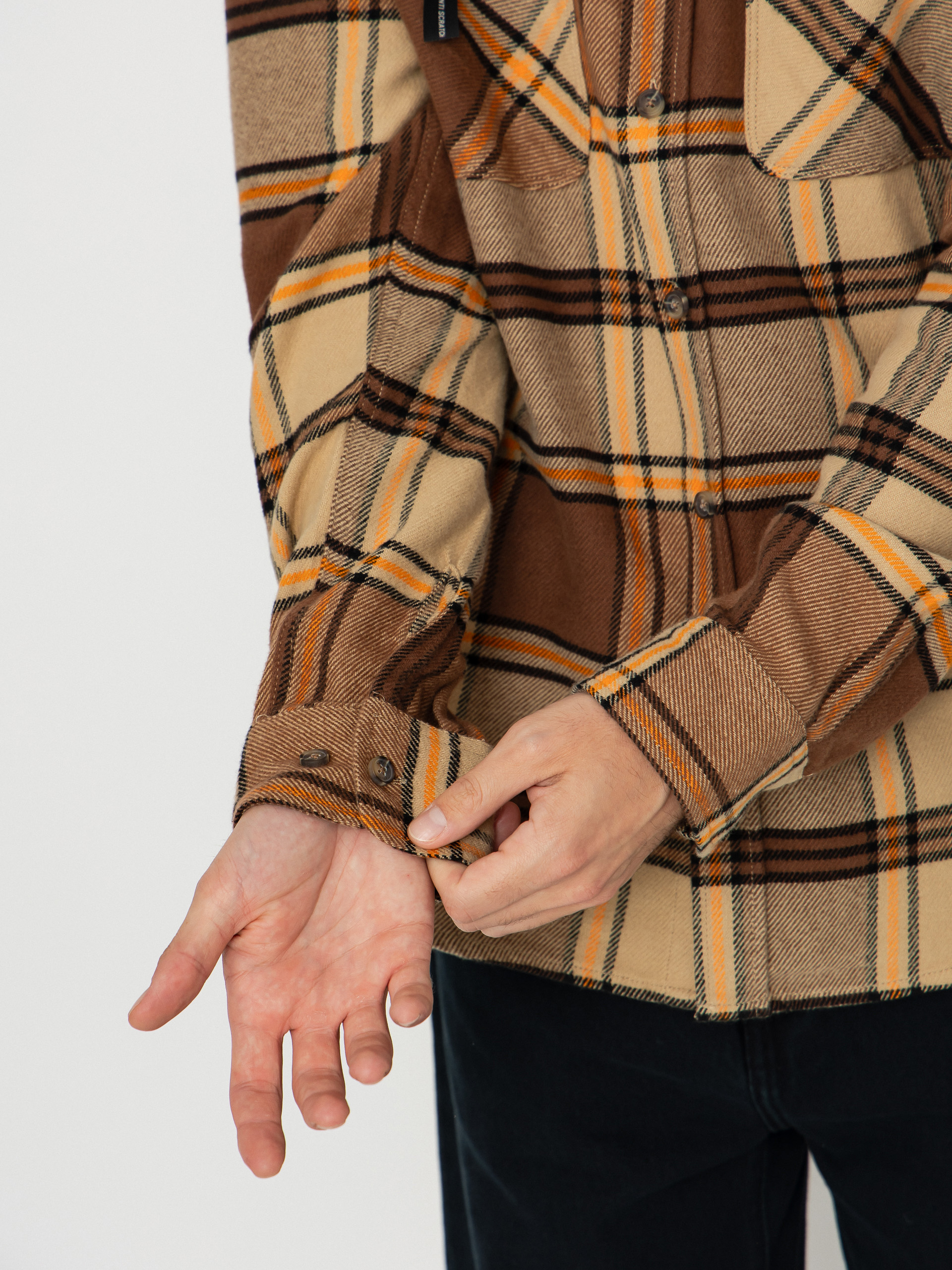 Сорочка Brixton Bowery Flannel (sand/pinecone/solar orange)