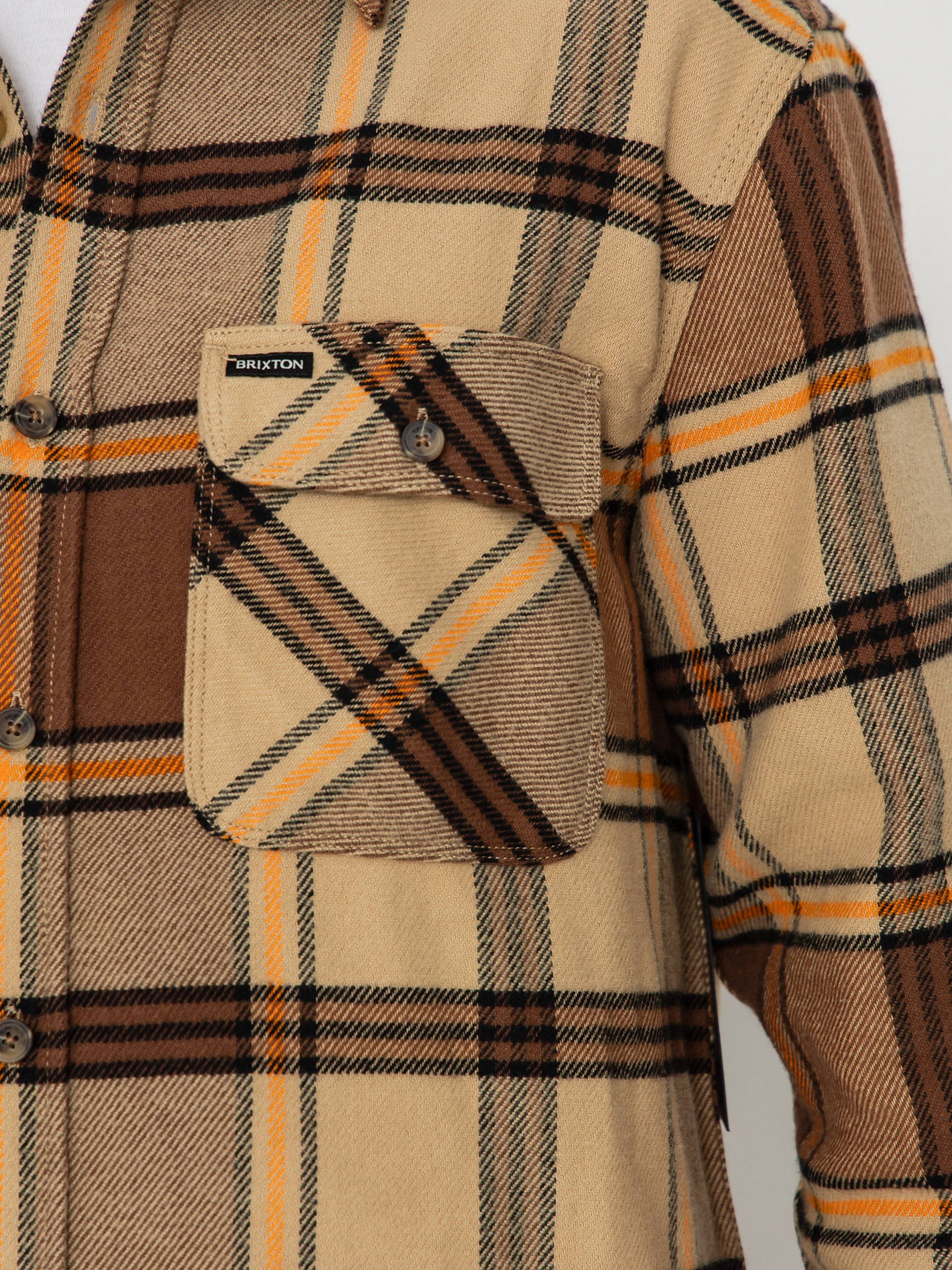 Сорочка Brixton Bowery Flannel (sand/pinecone/solar orange)