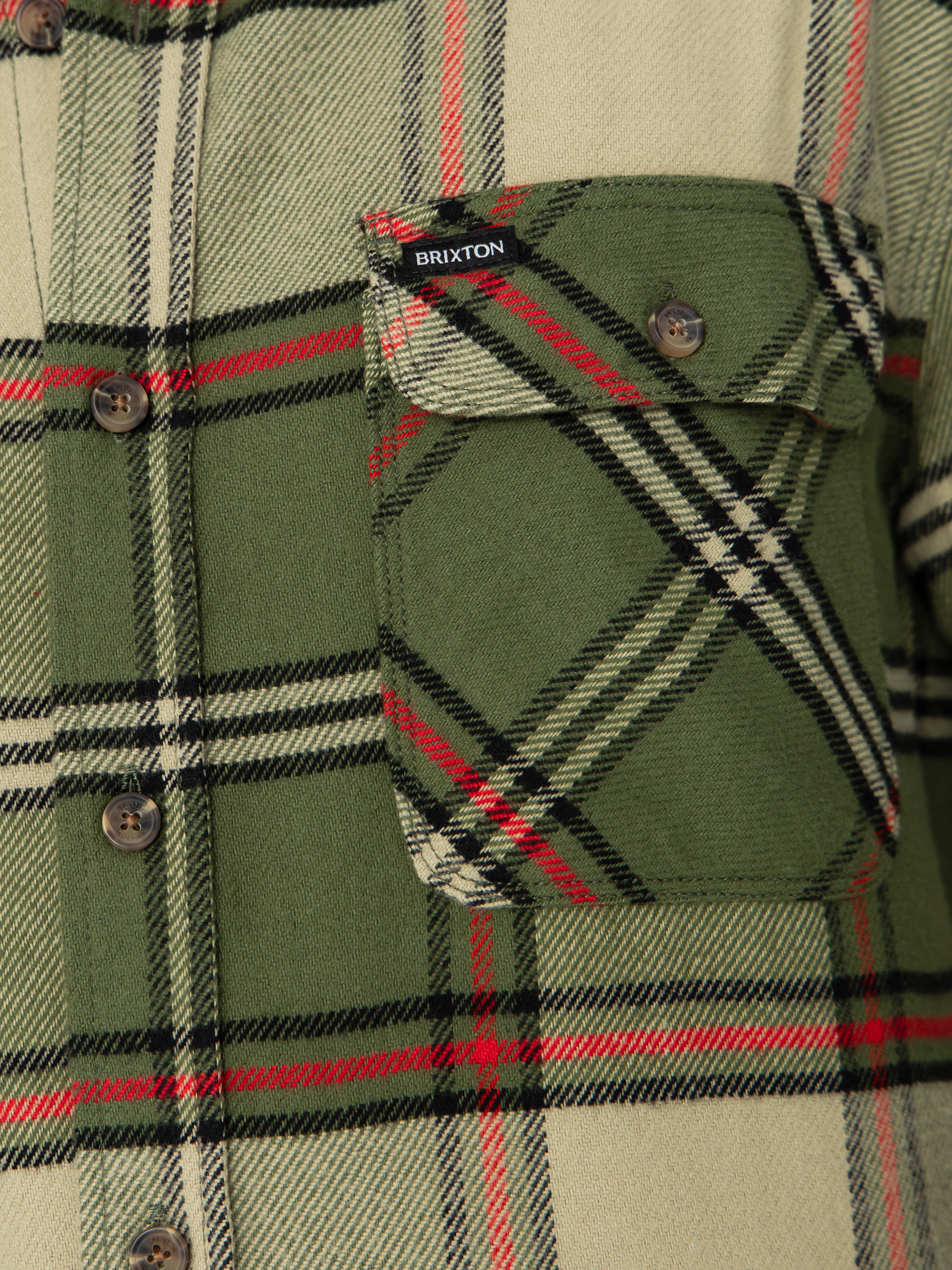 Сорочка Brixton Bowery Flannel (wild green/elm/adrenaline rush)