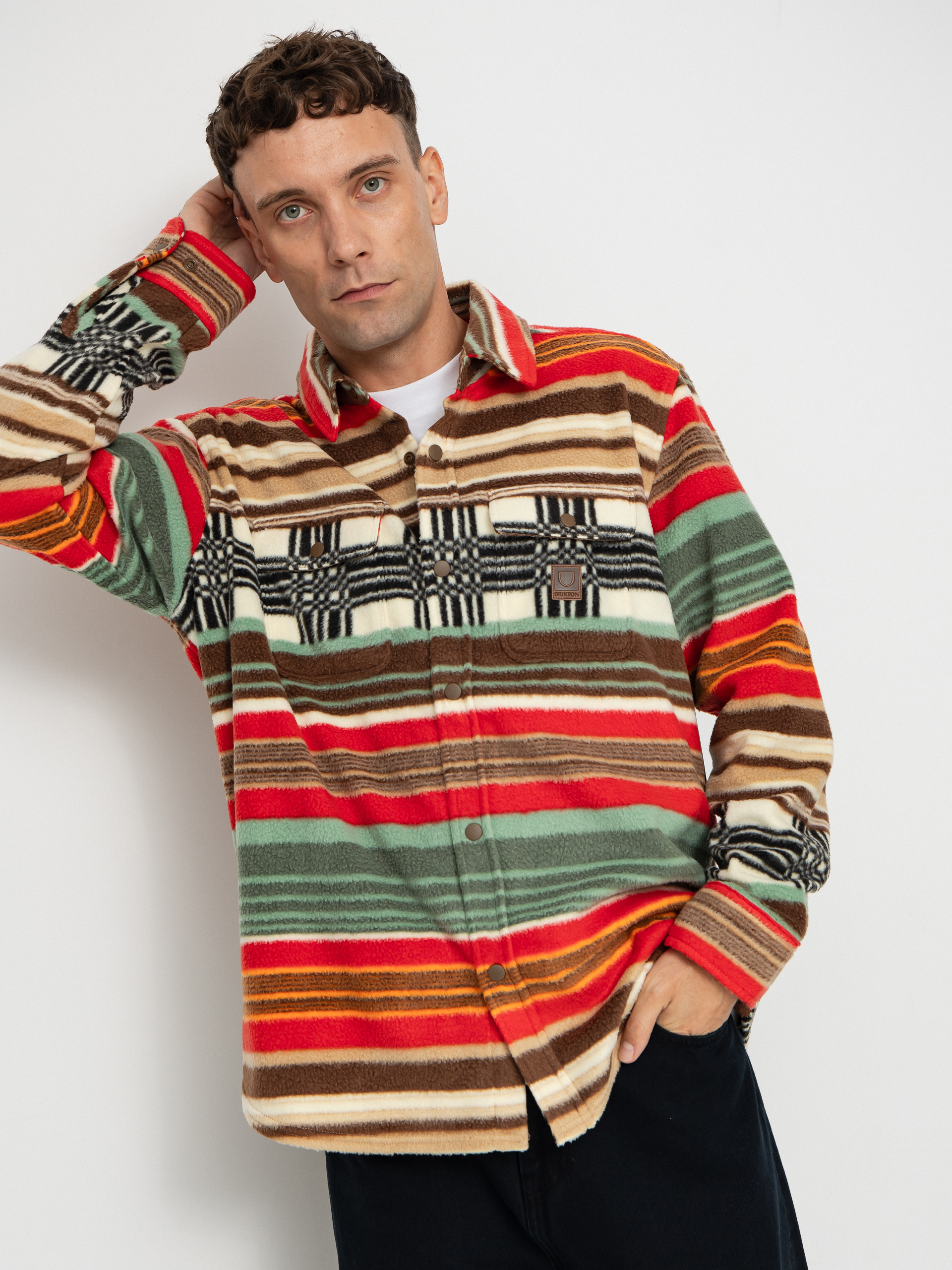 u0421u043eu0440u043eu0447u043au0430 Brixton Bowery Arctic Stretch Flee (multi blanket stripe)