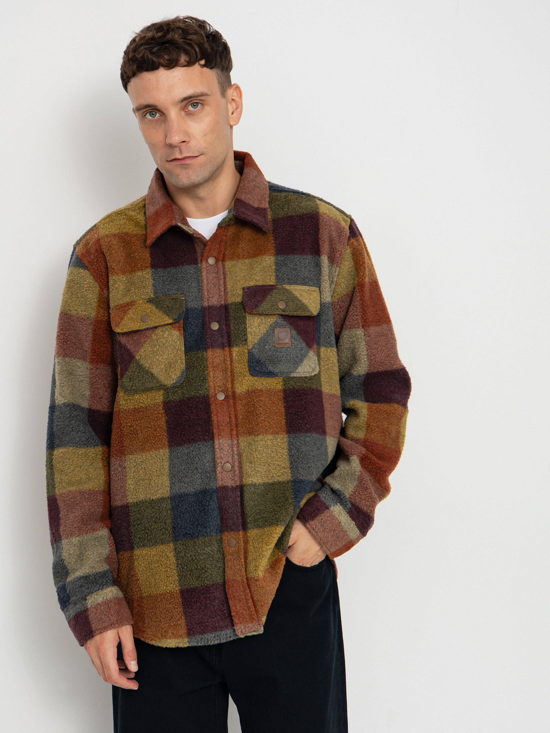 u0421u043eu0440u043eu0447u043au0430 Brixton Bowery Arctic Stretch Flee (rust/cooper plaid)