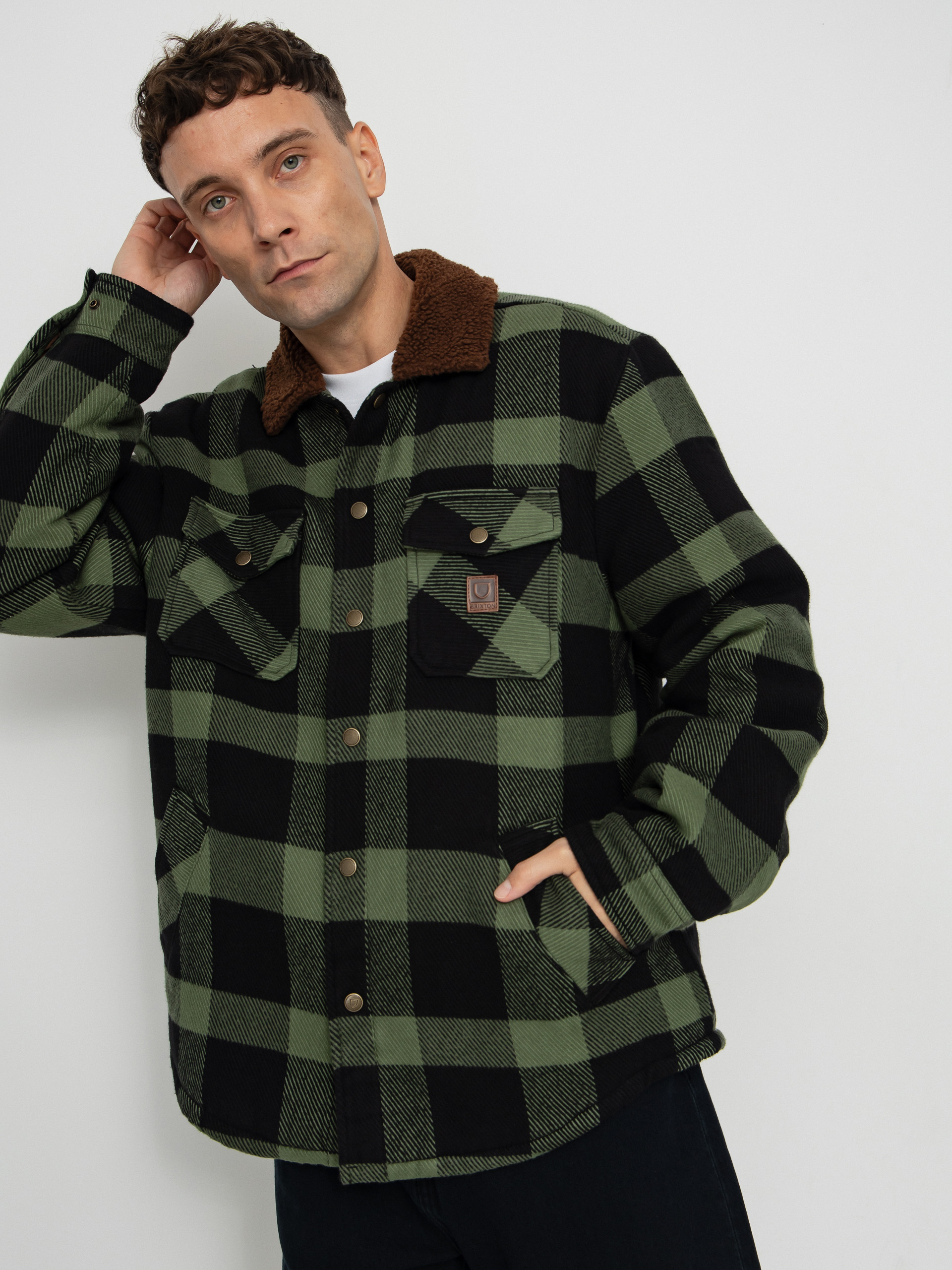 u041au0443u0440u0442u043au0430 Brixton Durham Lined (black/wild green flannel)