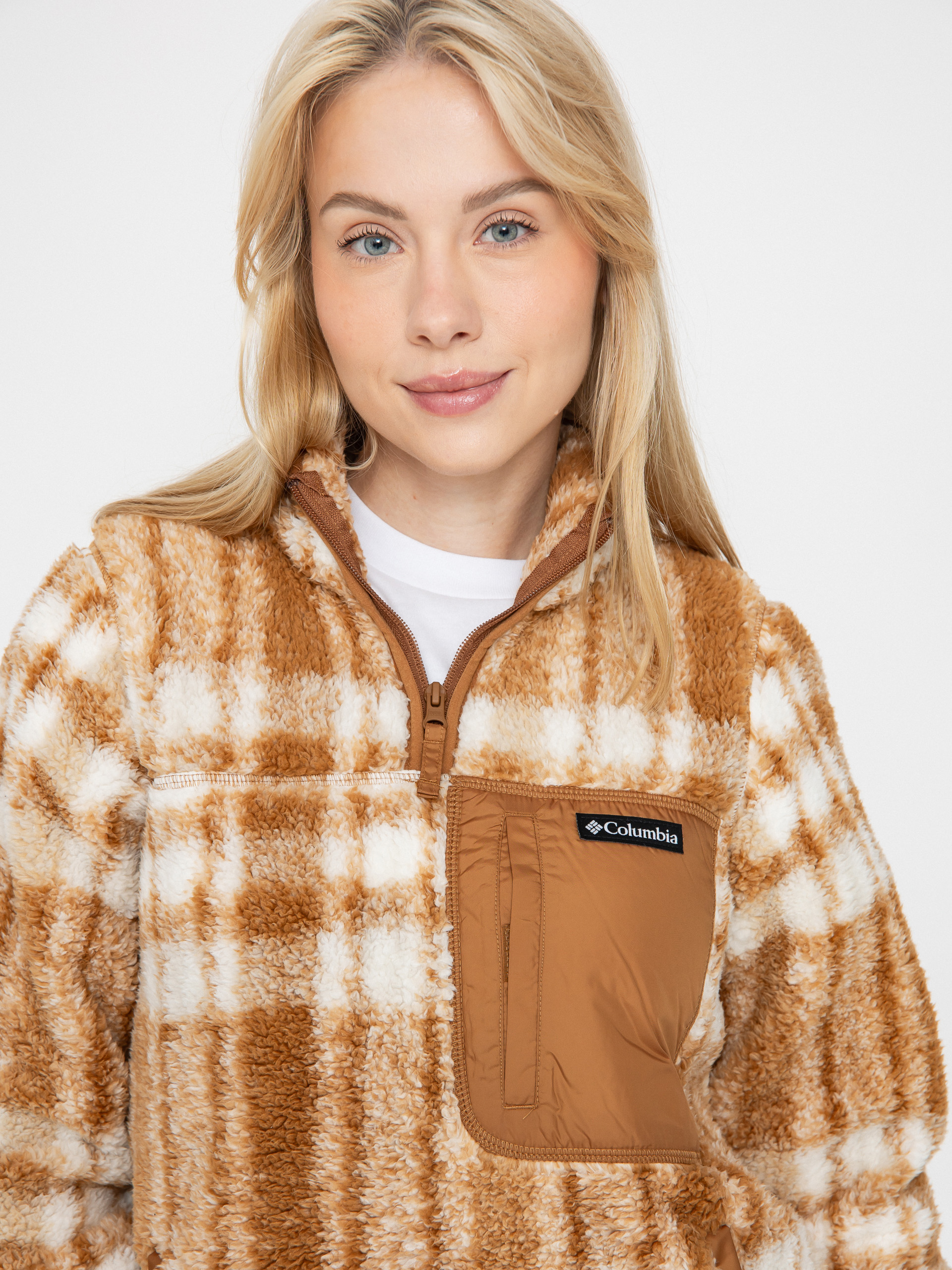 Жіночий Флісовий светр Columbia West Bend 1/4 Zip II (camel brown herringplaid)