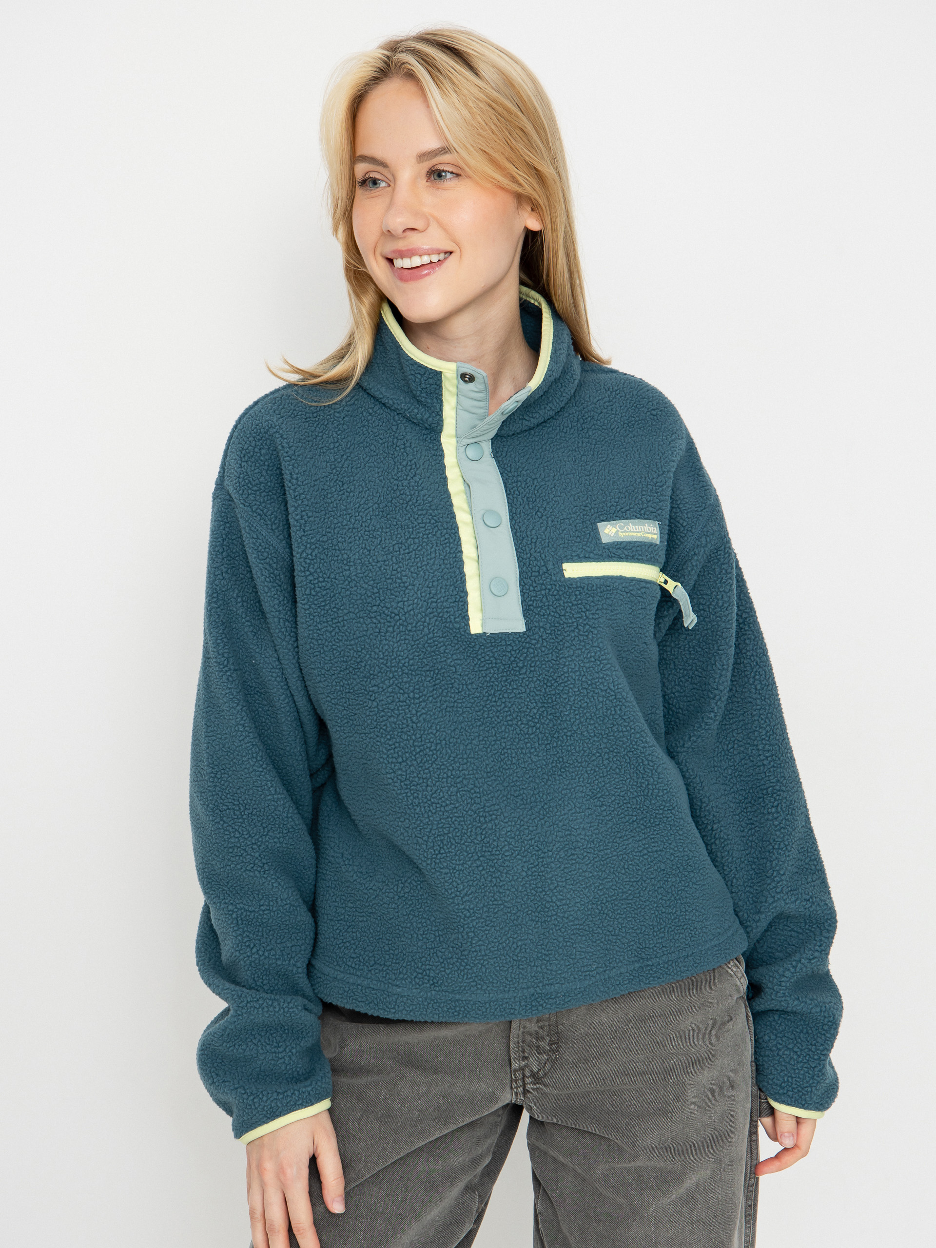 Флісовий светр Columbia Helvetia II Cropped Half Snap Wmn (everblue/crushed blue/citron haze)