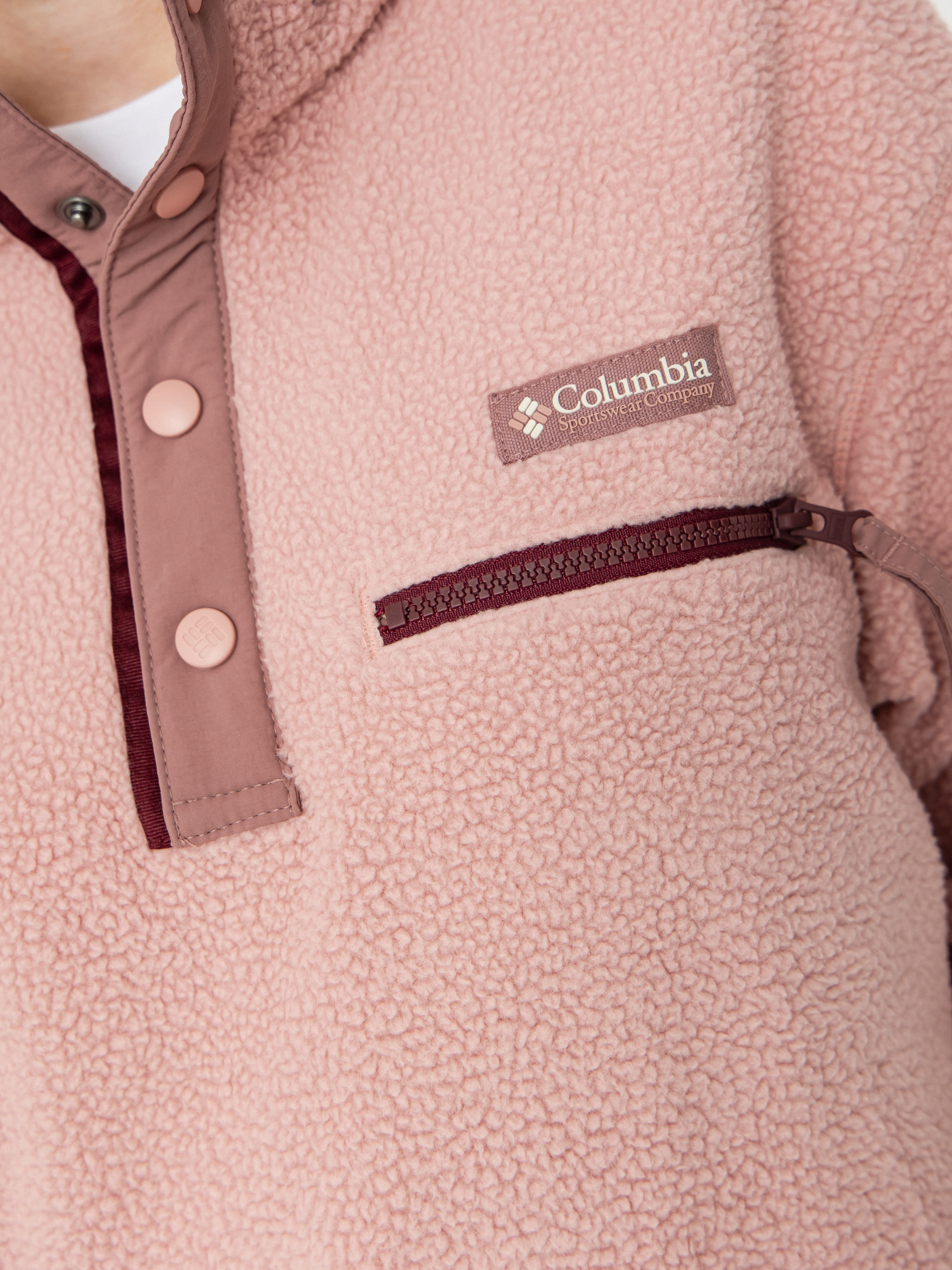 Жіночий Флісовий светр Columbia Helvetia II Cropped Half Snap (eraser pink/fig/rich wine)