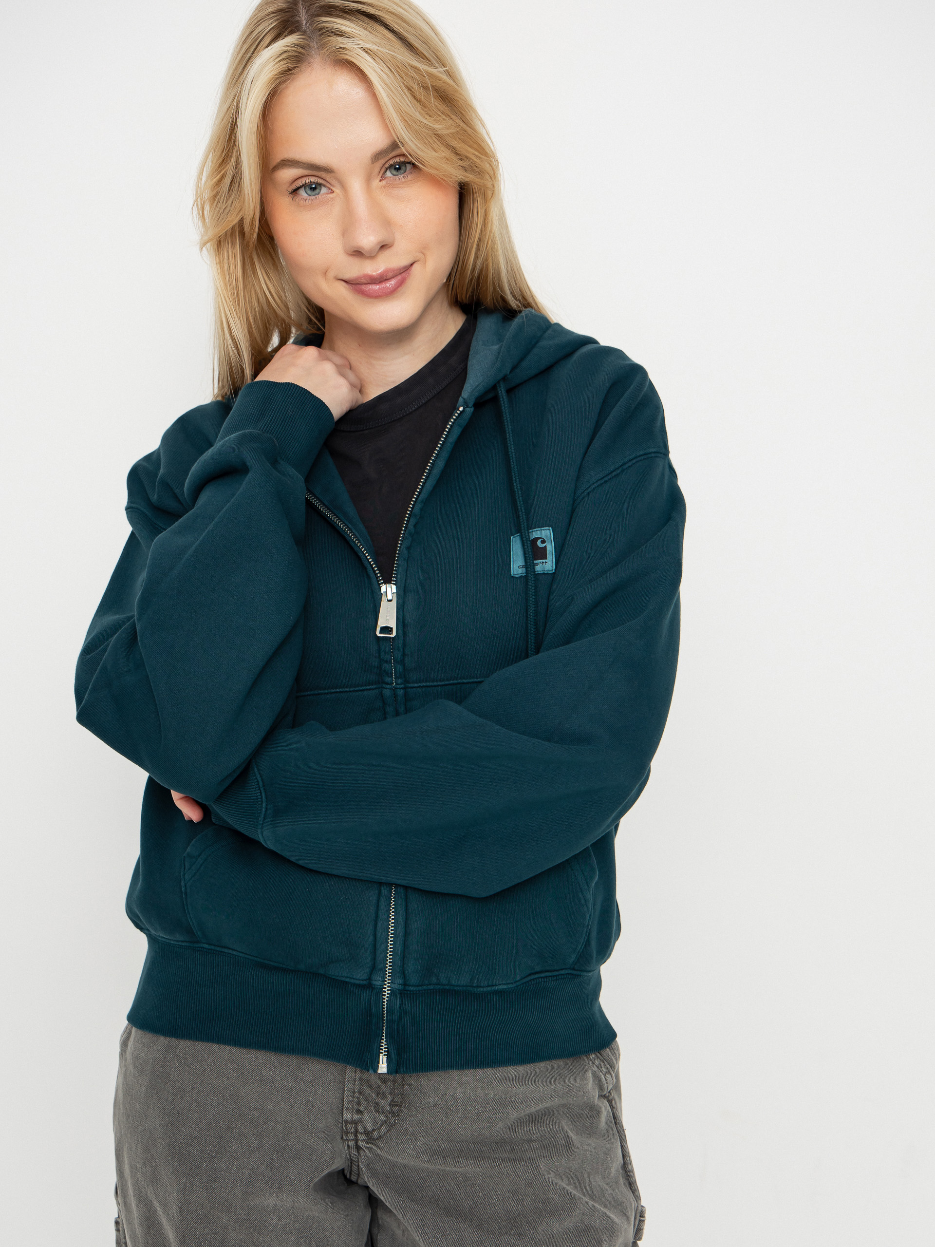 Худі Carhartt WIP Nelson ZHD Wmn (deep lagoon/garment dyed)
