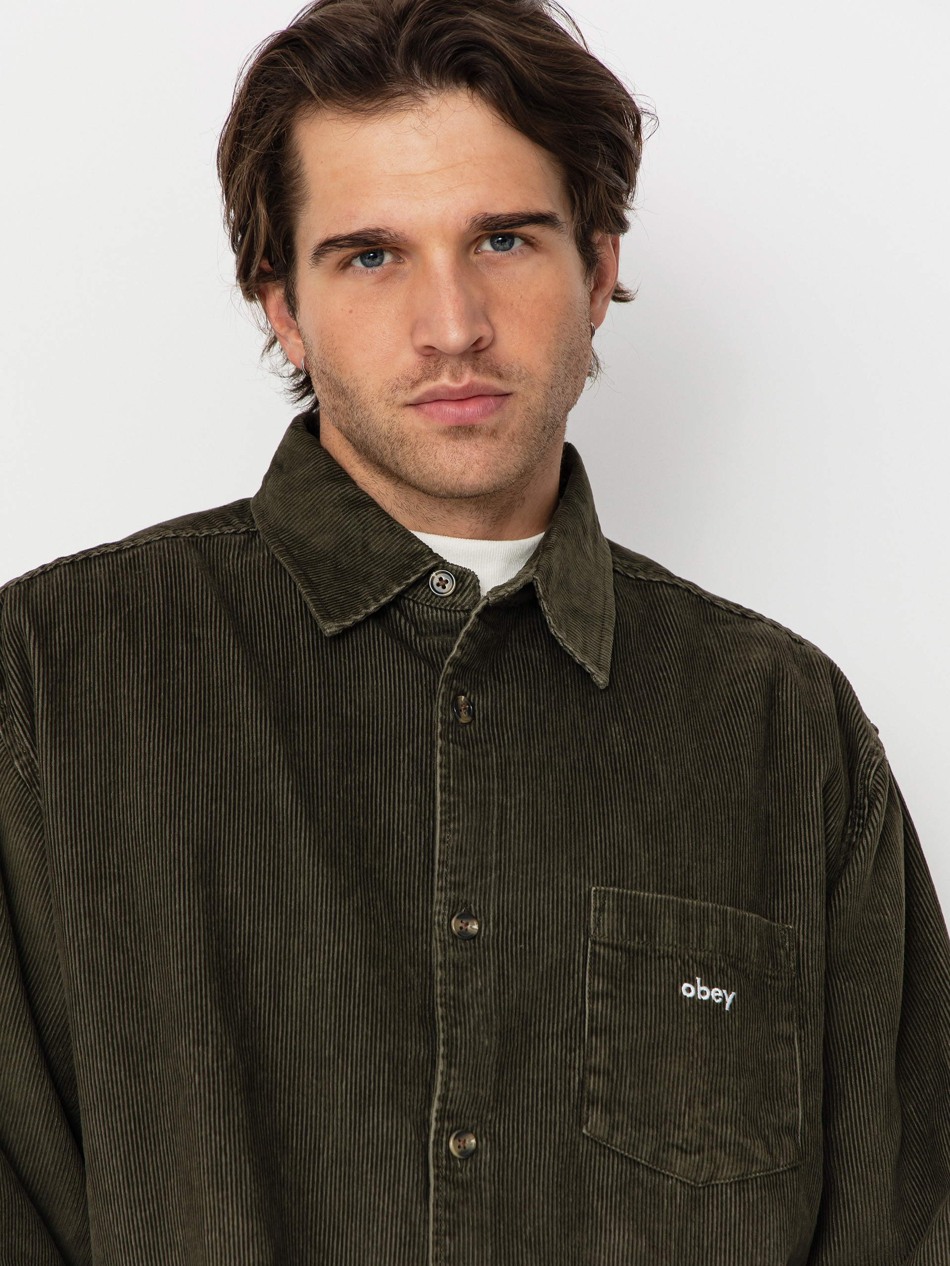 Сорочка OBEY Buckley Corduroy Woven (black olive faded wash)