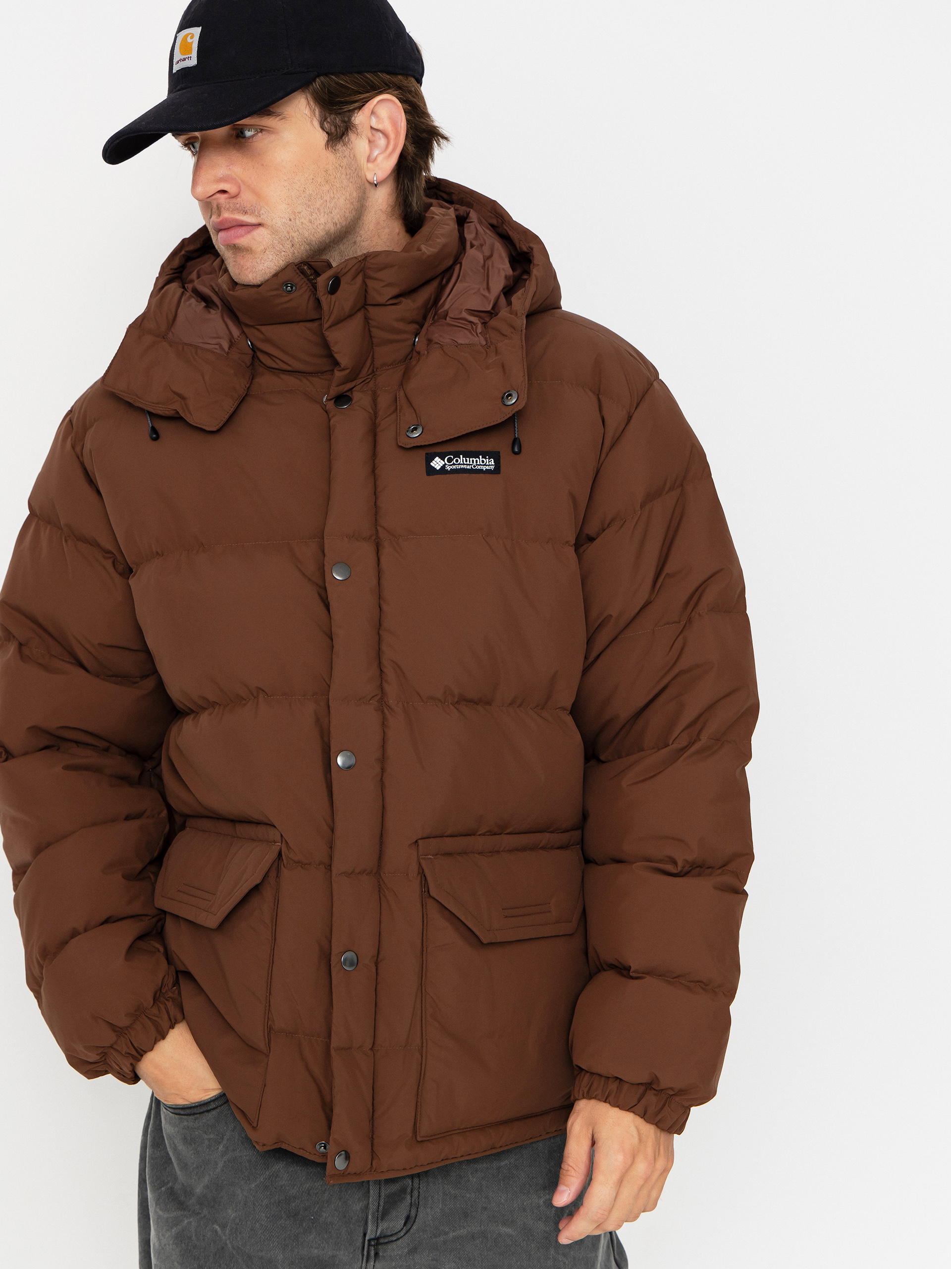 ジャケット・アウター Columbia hooded puffer jacket brown pink Columbia jacket PRM EU