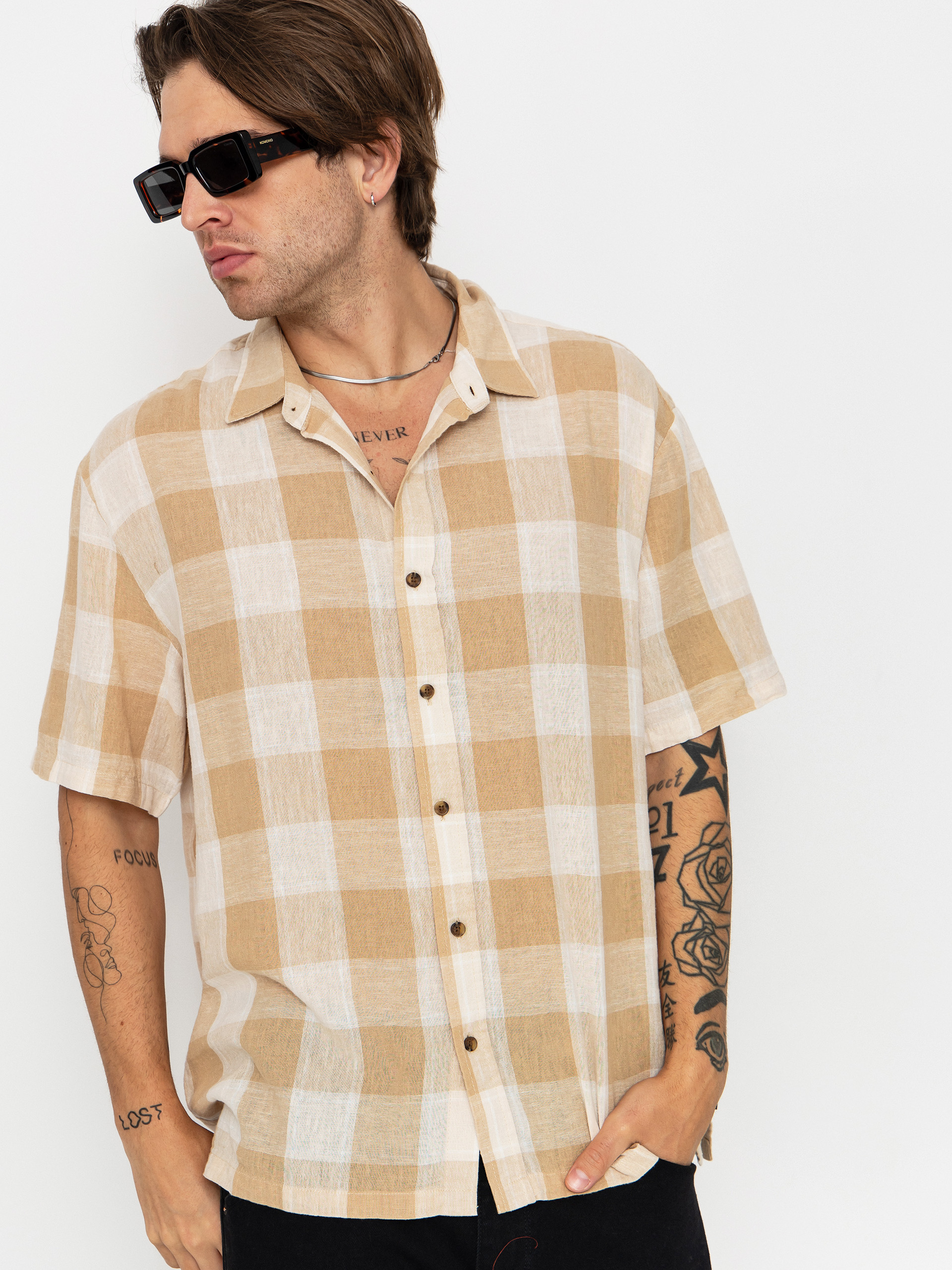 Сорочка Brixton Cru Linen Blend Wvn (off white/sand)