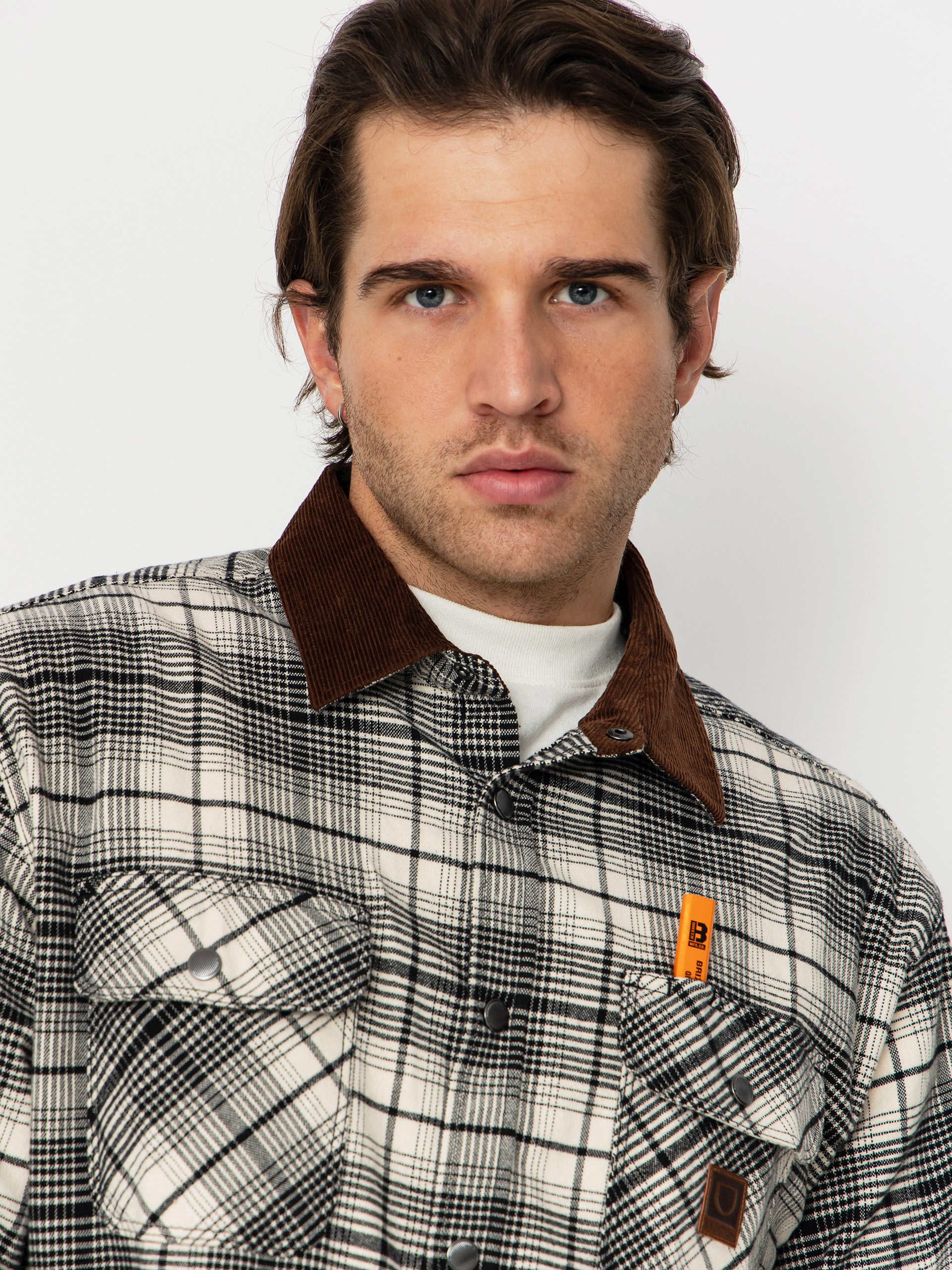 Сорочка Brixton Builders Bowery Perf Flannel (off white/black)