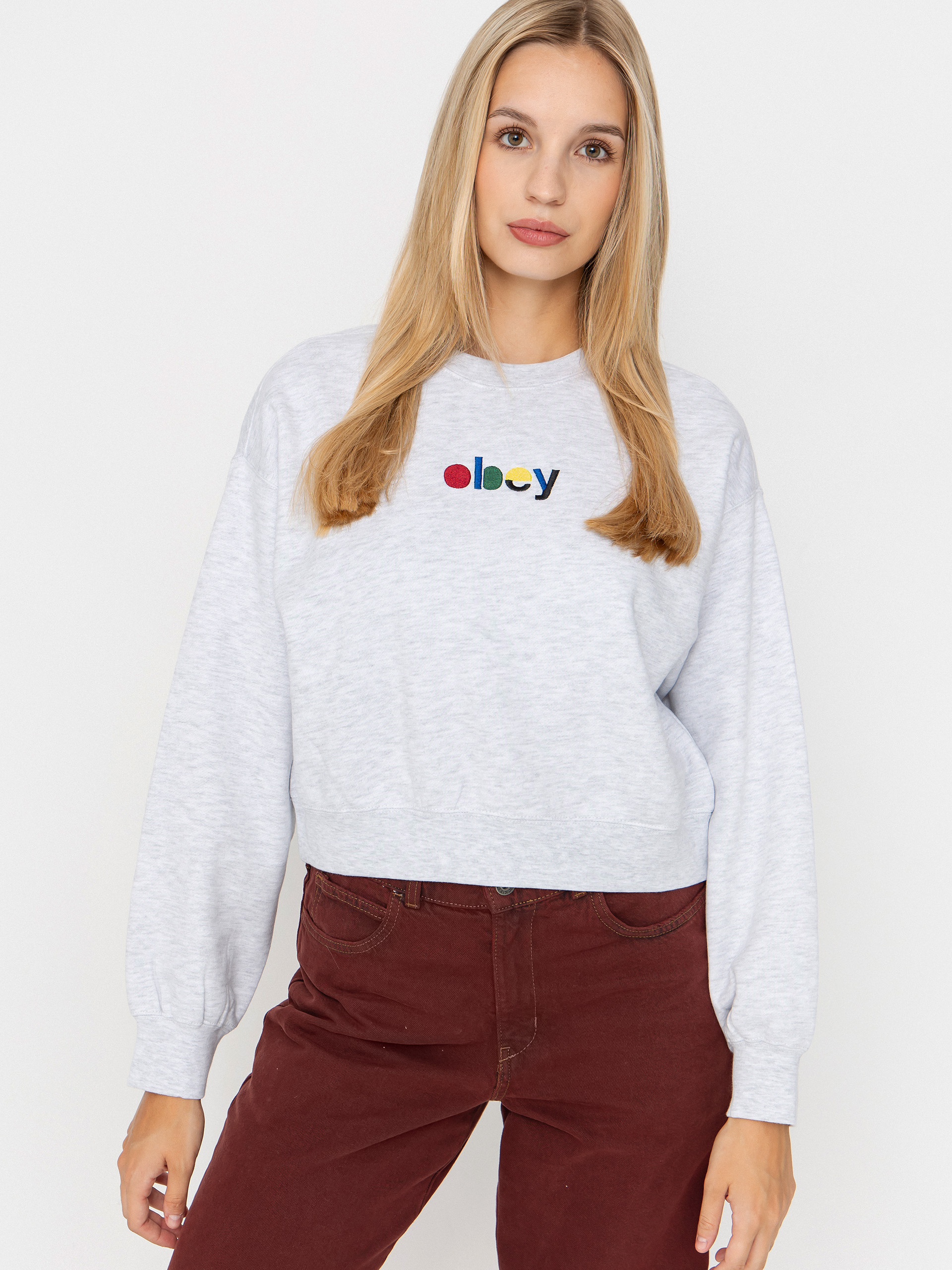 Світшот OBEY Blocks Cropped Crew Wmn (ash grey)