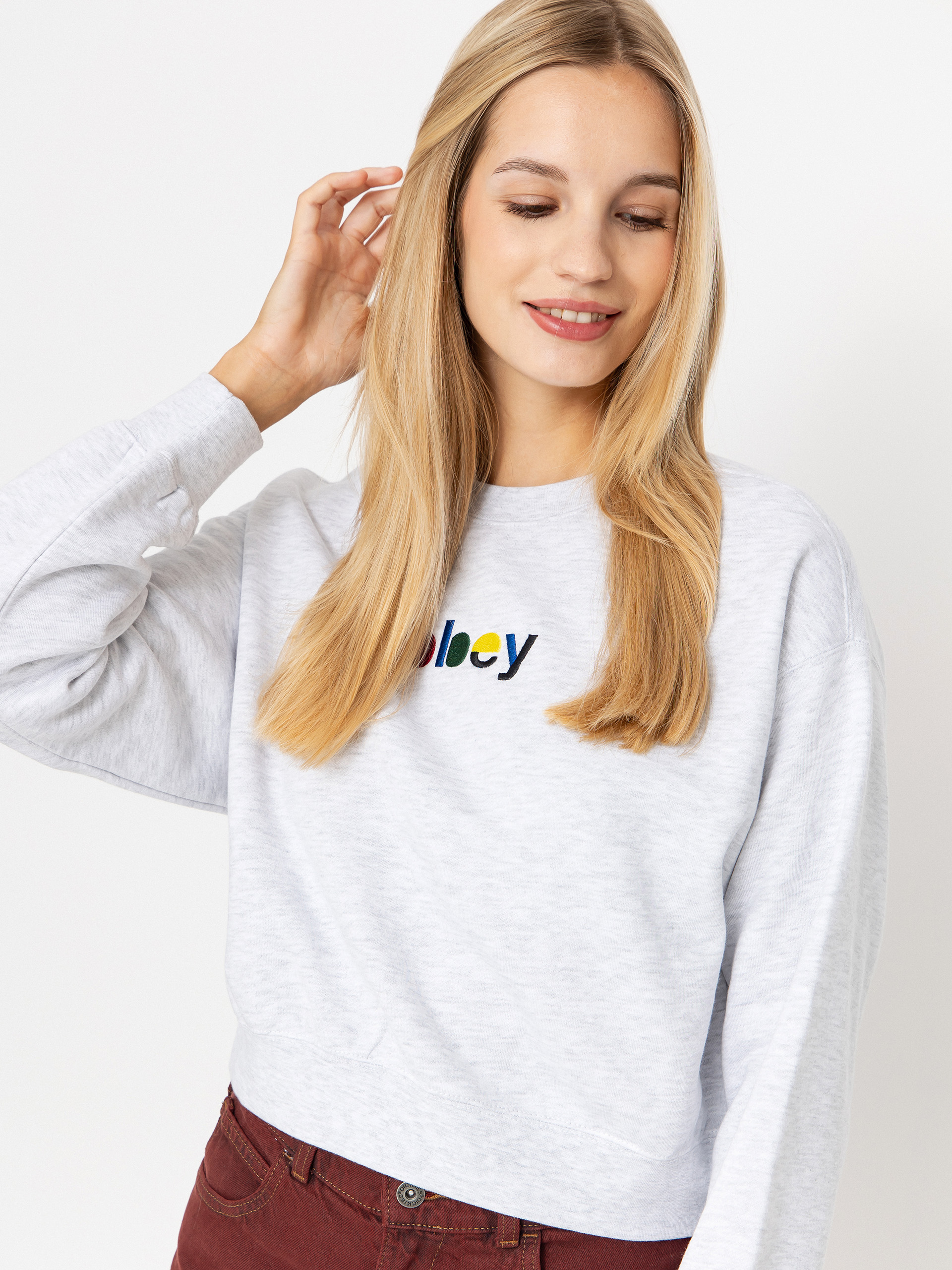 Світшот OBEY Blocks Cropped Crew Wmn (ash grey)