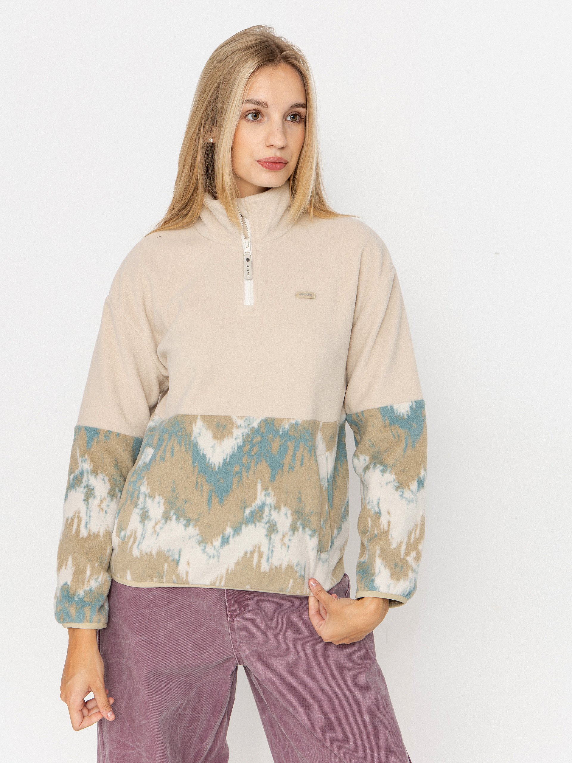 Флісовий светр Iriedaily Half Indi Troyer Wmn (khaki grey)