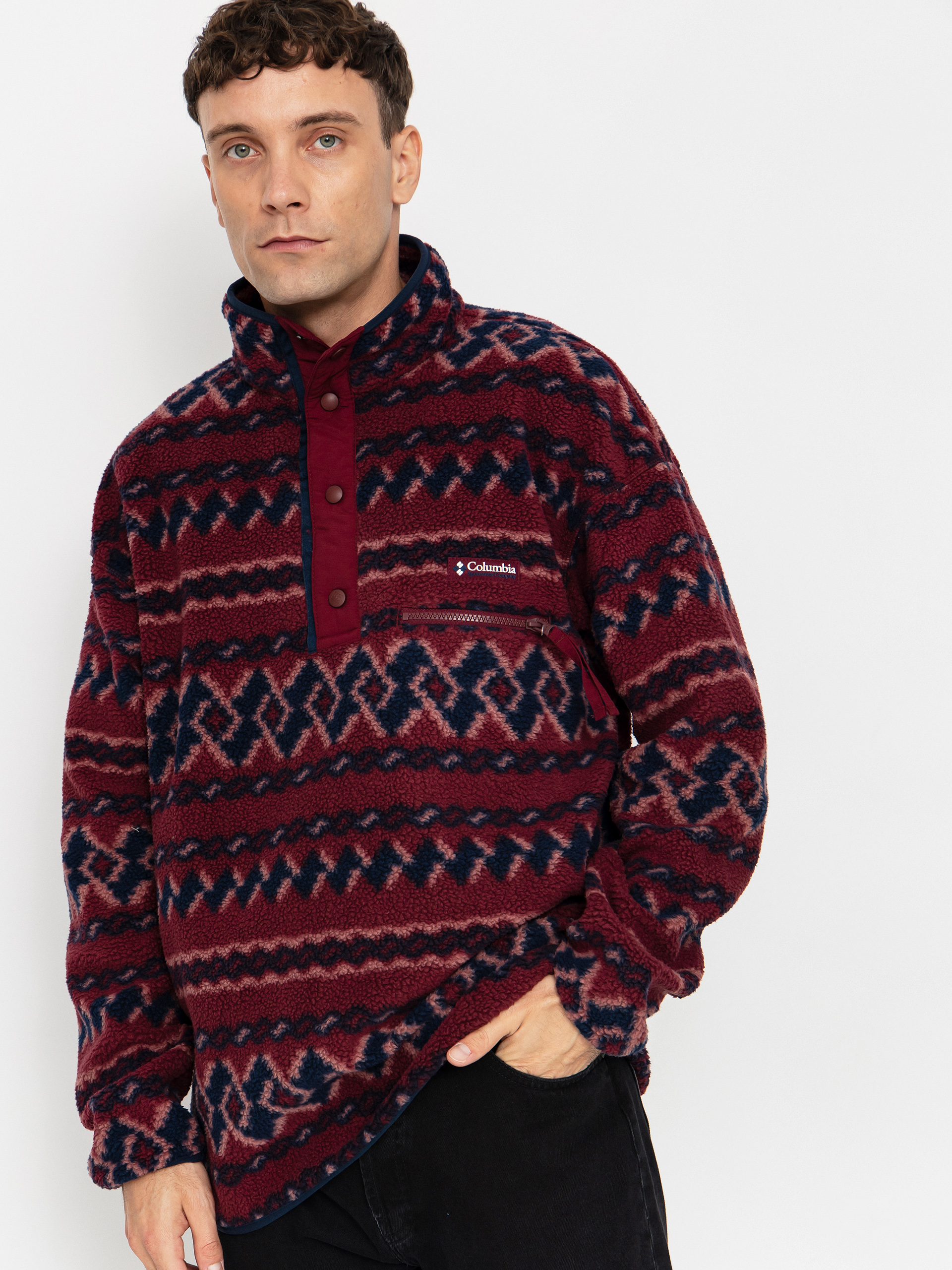 Halugment☆ Флісовий светр Columbia Helvetia II Printed Half Snap - бордовий