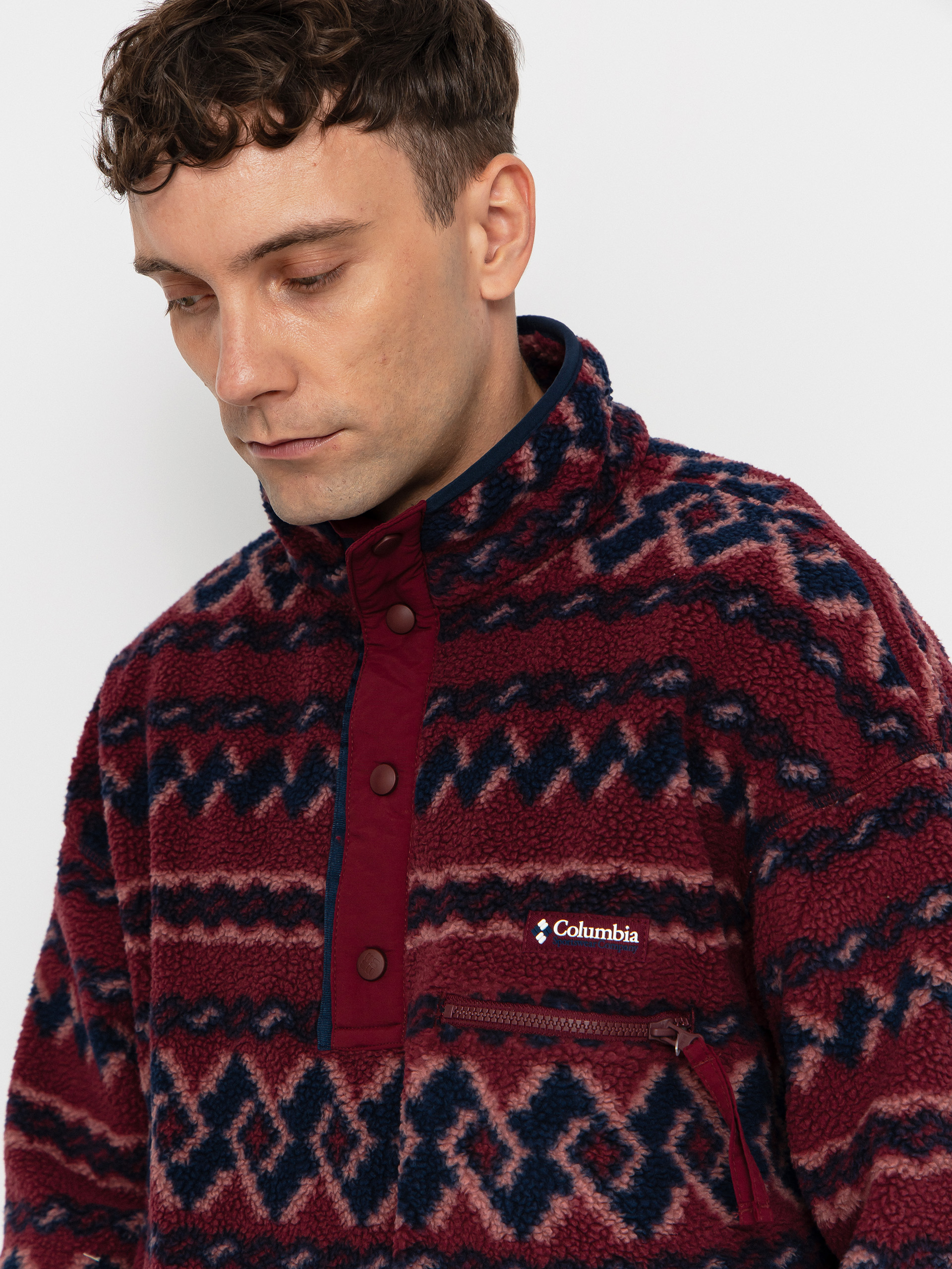 Чоловічий Флісовий светр Columbia Helvetia II Printed Half Snap (rich wine knitknot)