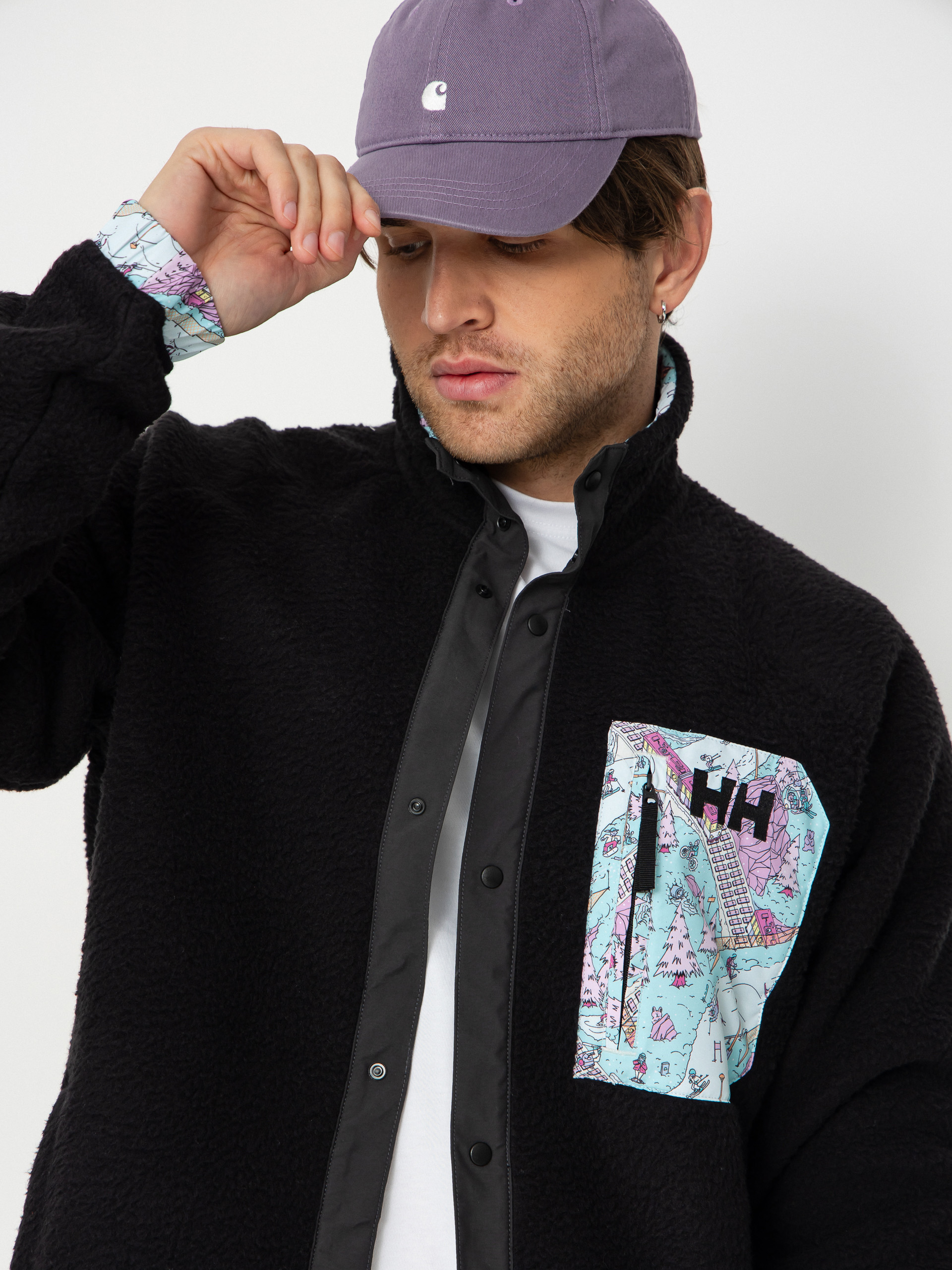 Чоловічий Флісовий светр Helly Hansen Panorama Pile Snap (black oslo aop)