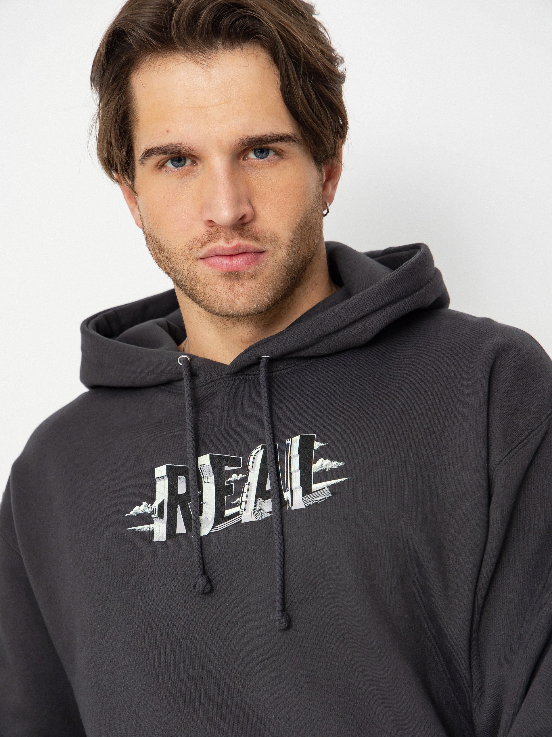 Світшот Real z kapturem Spots (asphalt w/multi color print)