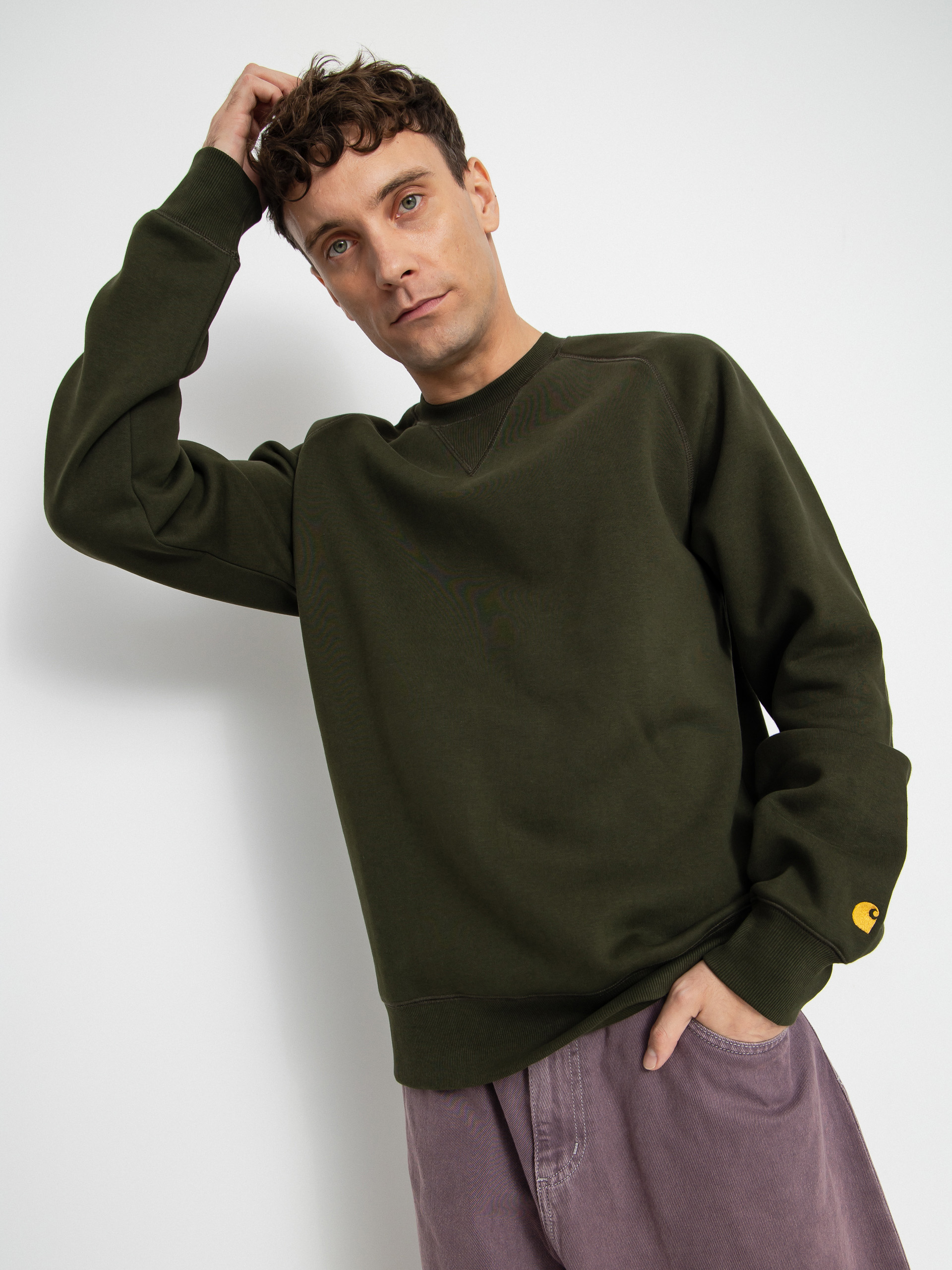 Світшот Carhartt WIP Chase (olive/gold)