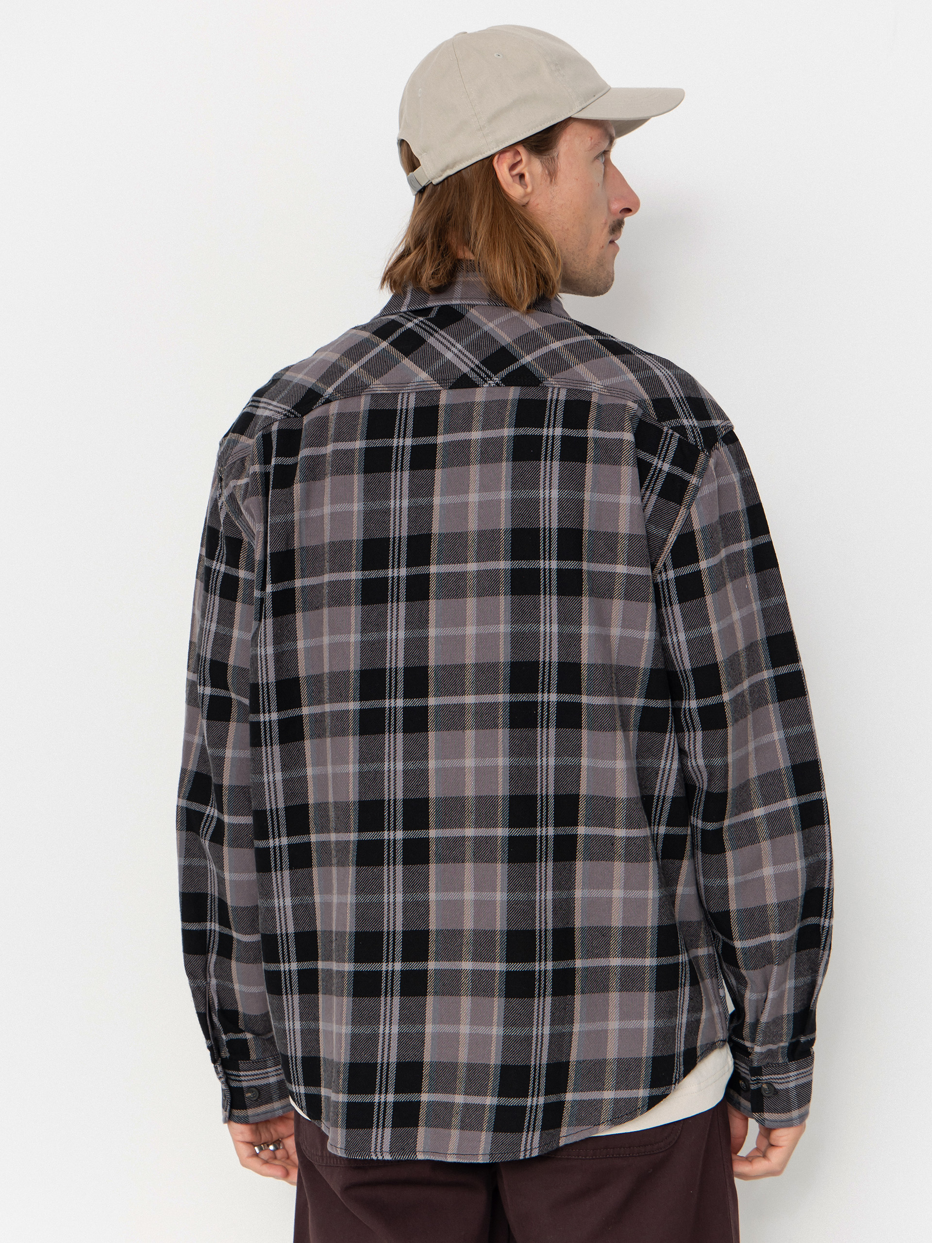Сорочка Brixton Vintage Wash Flannel (black/charcoal beige/slate)