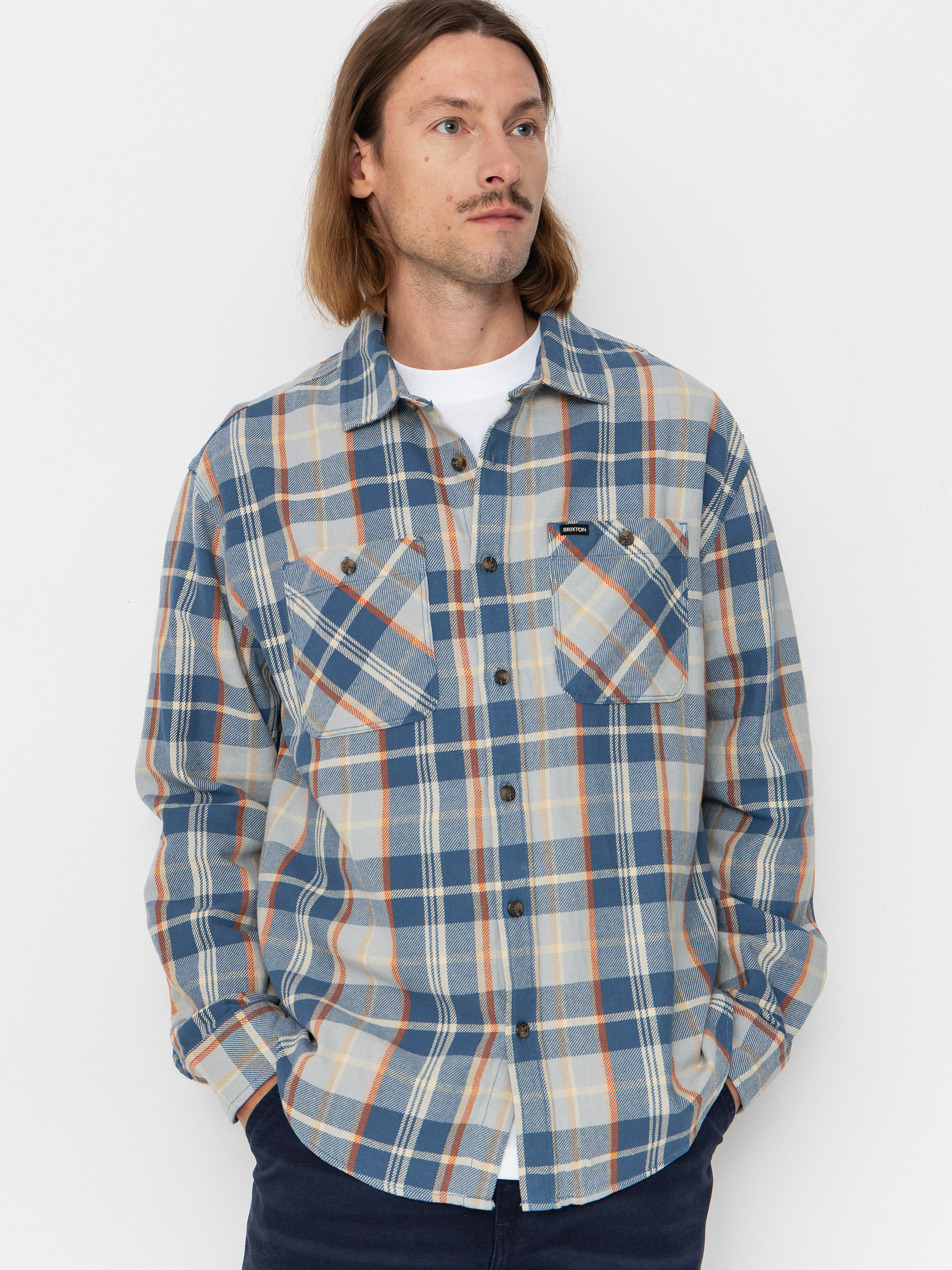 u0421u043eu0440u043eu0447u043au0430 Brixton Vintage Wash Flannel (blue/soft blue/orange)