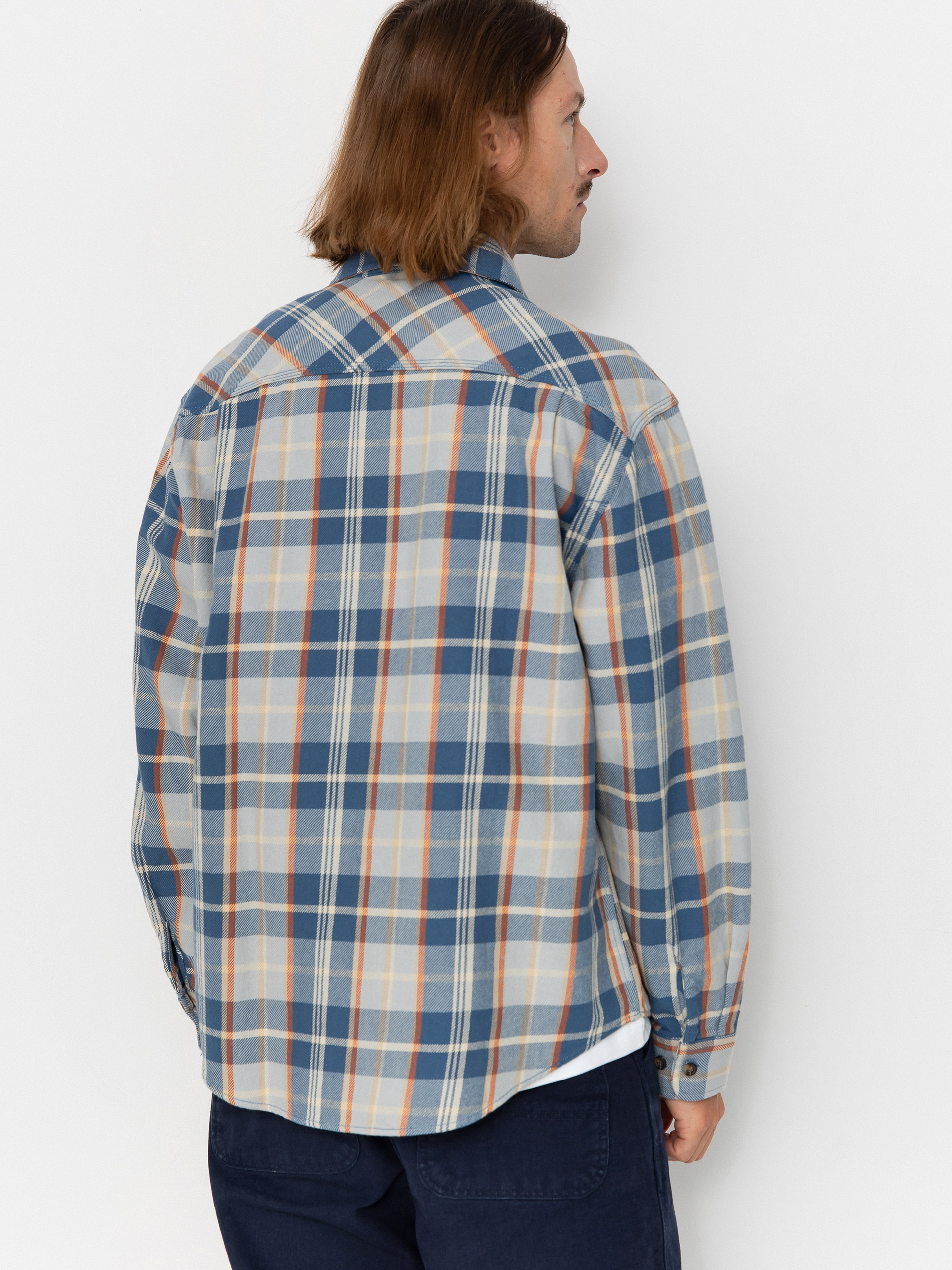 Сорочка Brixton Vintage Wash Flannel (blue/soft blue/orange)