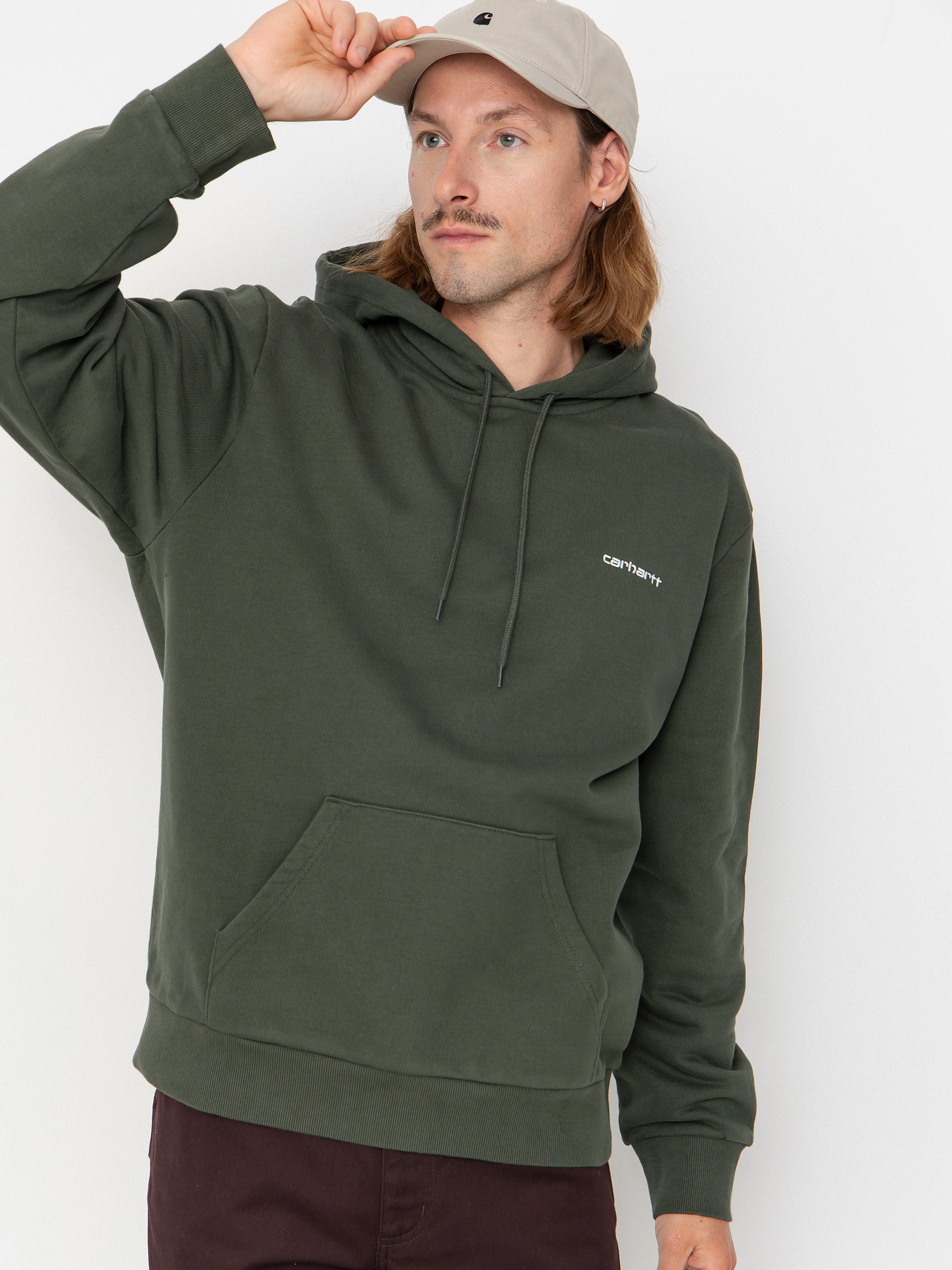 Худі Carhartt WIP Script Embroidery HD (opuntia/white)
