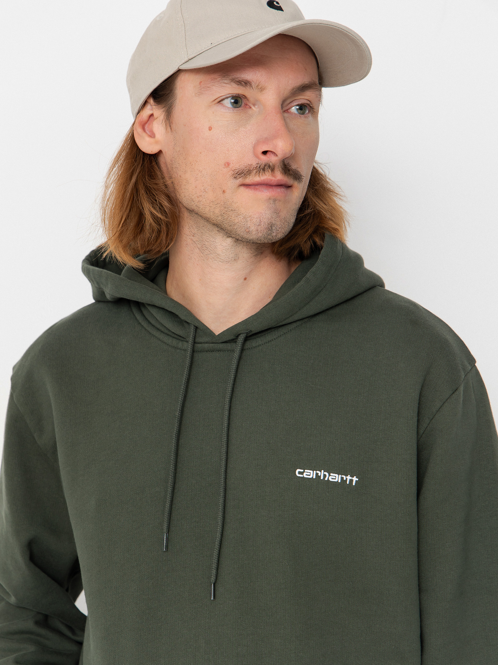 Худі Carhartt WIP Script Embroidery HD (opuntia/white)